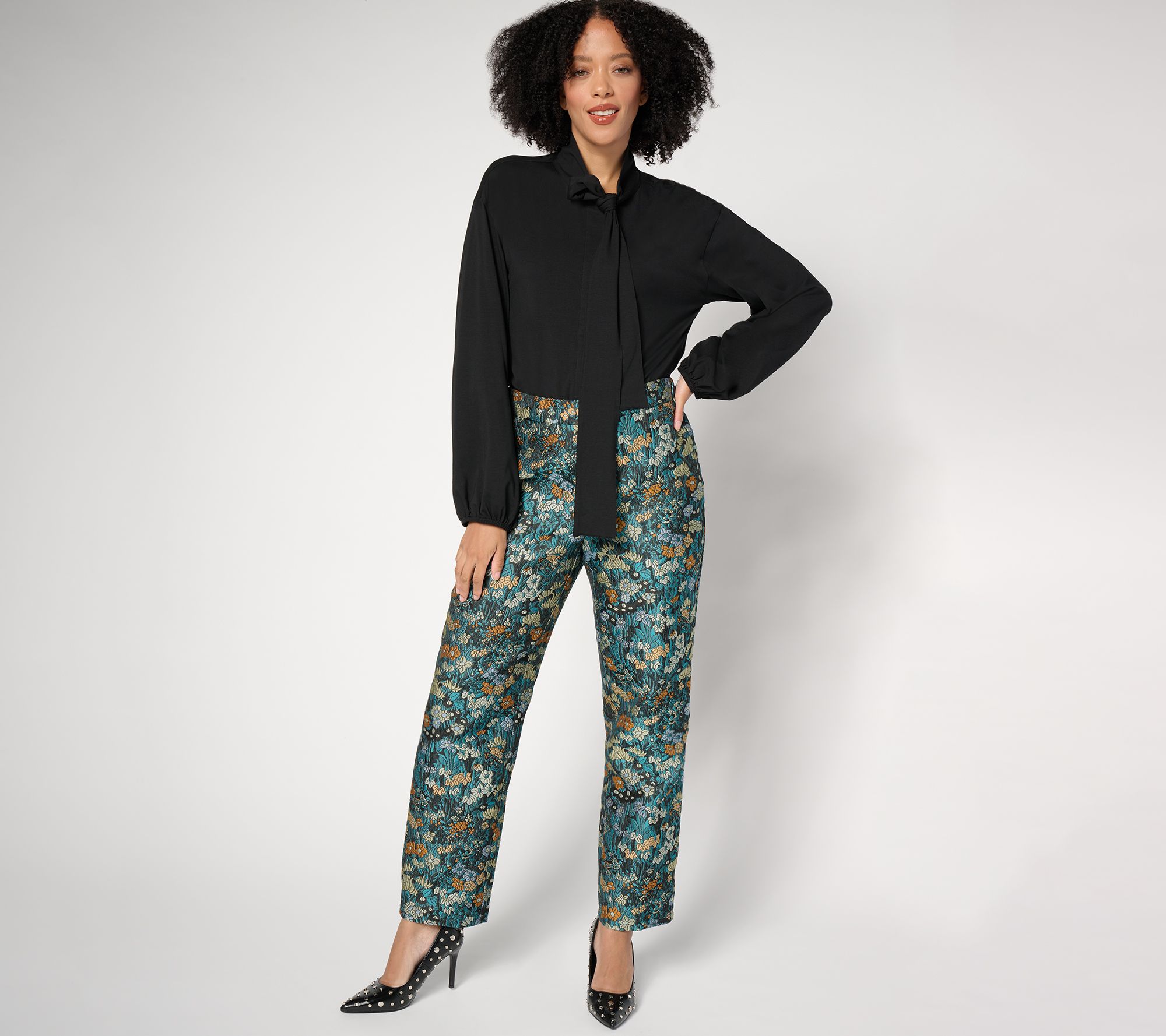 by Stacy London Regular Floral Brocade Pant - QVC.com