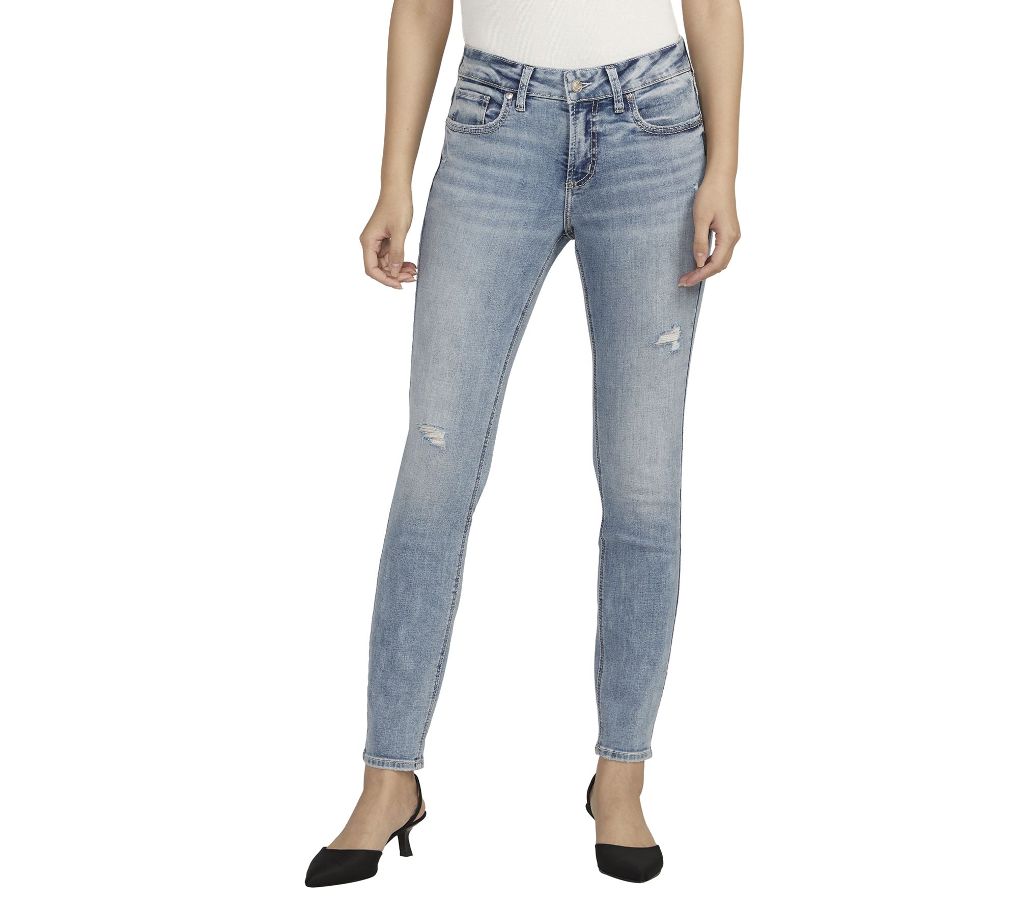 High waisted Amy capri jeans with super slim fit - White - Sz. 42-60 -  Zizzifashion