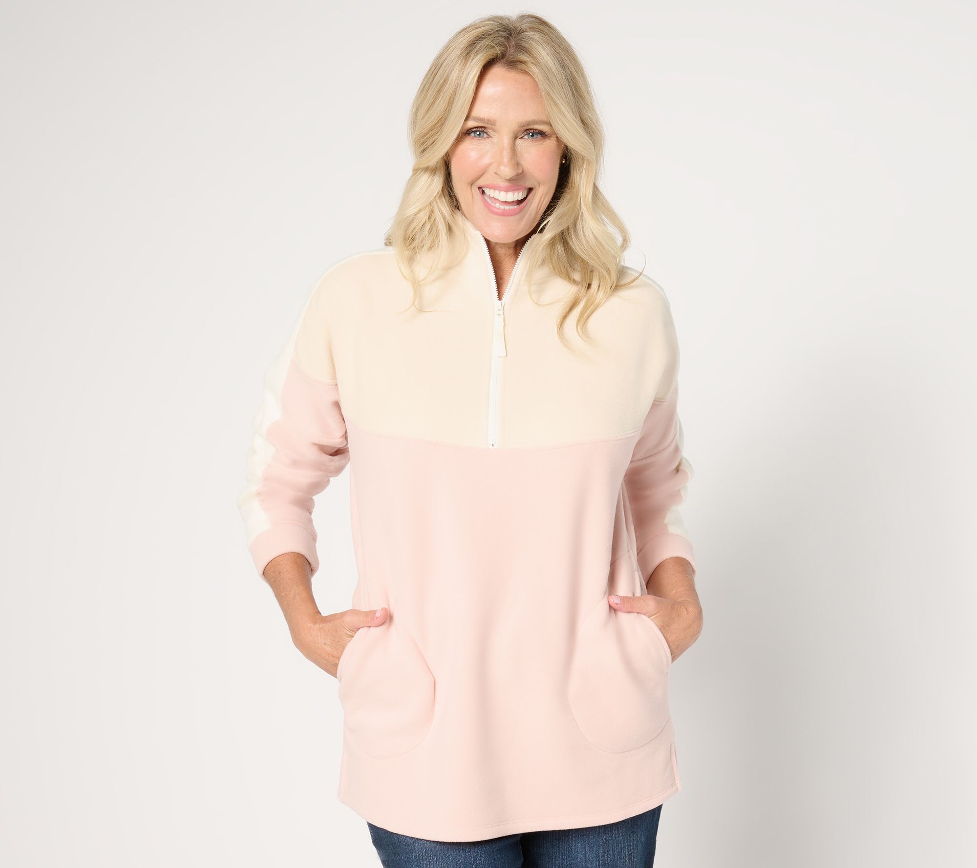 Belle by Kim Gravel Tri Color Block Fleece Half Zip