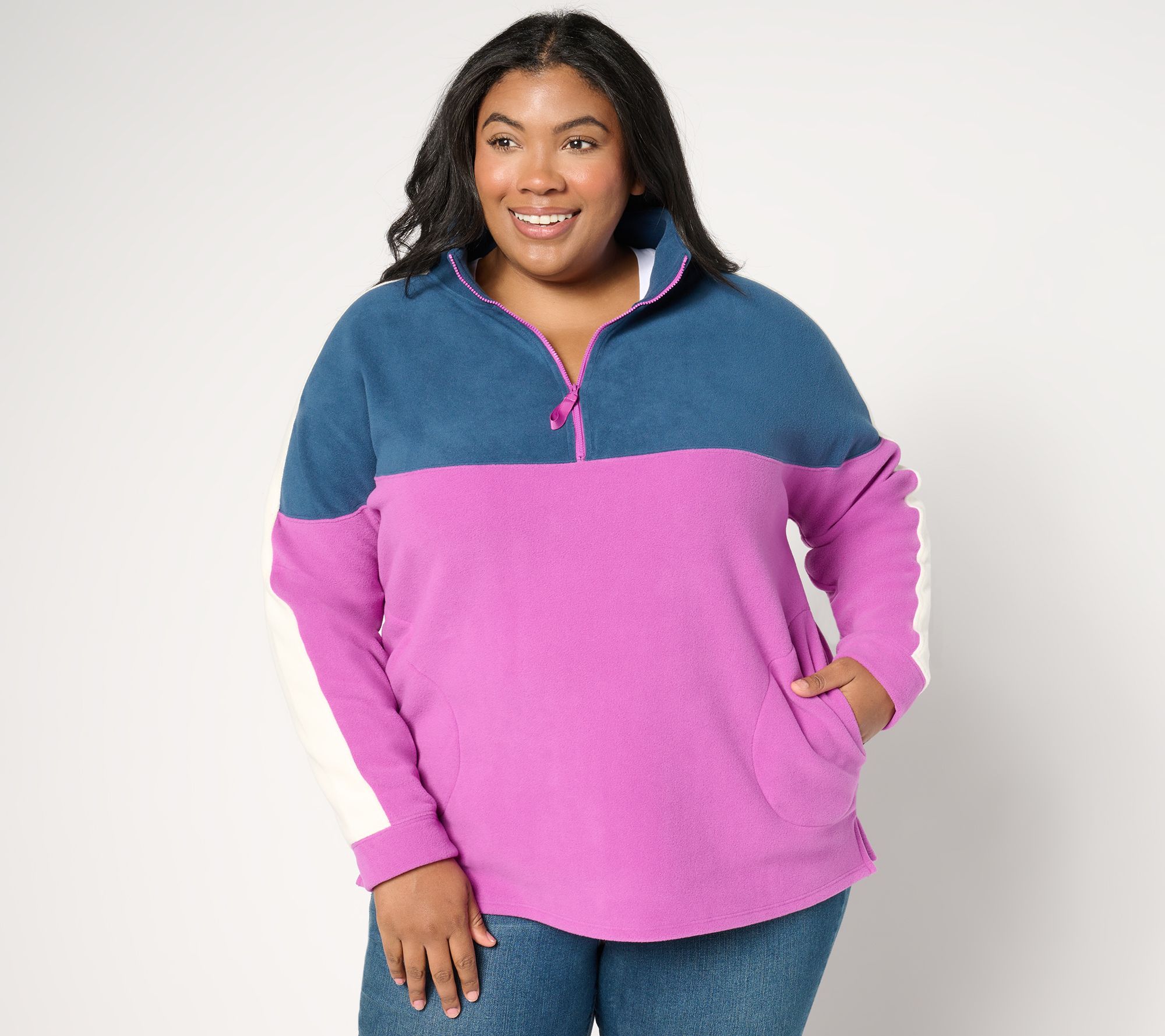 Belle by Kim Gravel Tri Color Block Fleece Half Zip