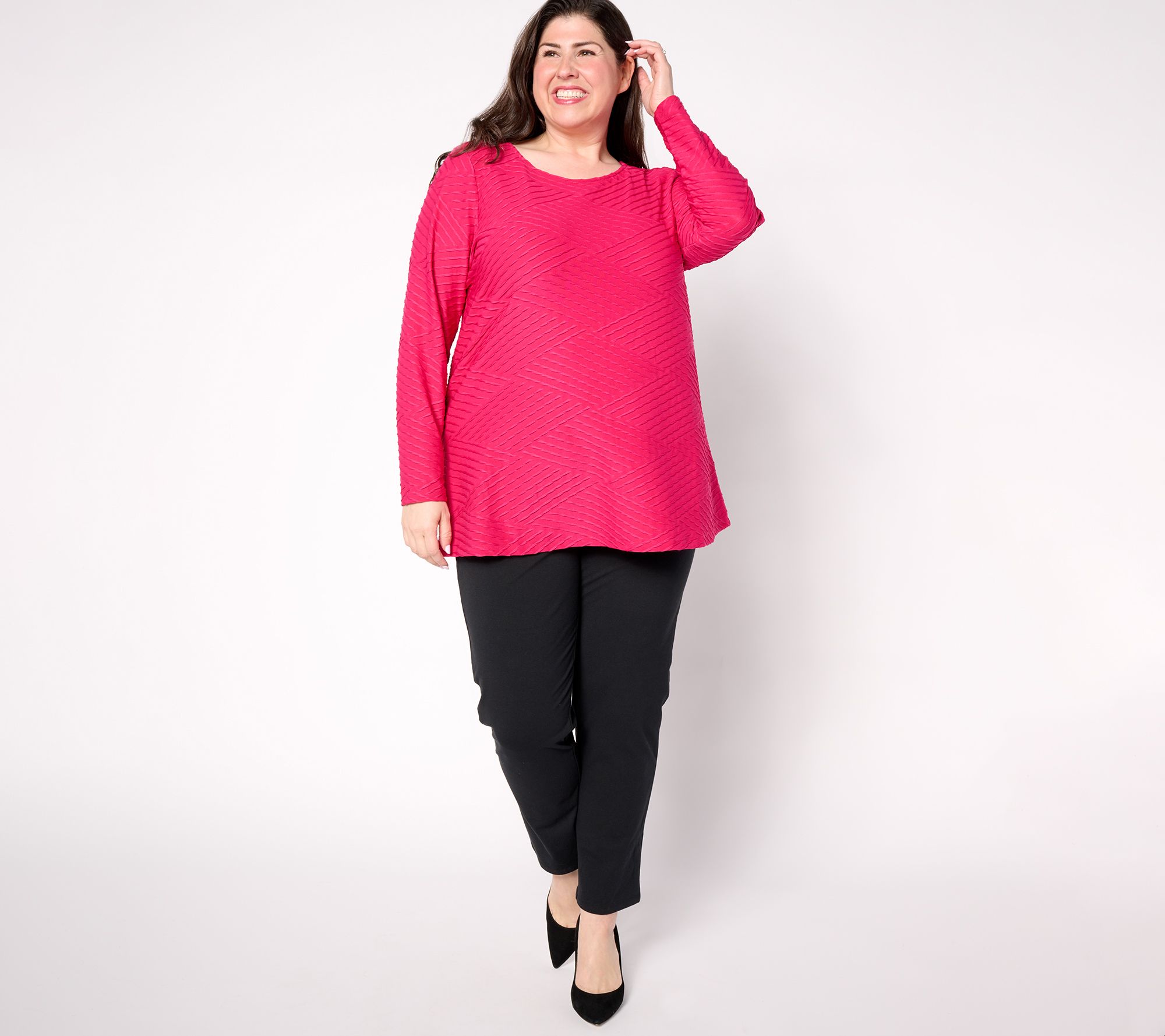 Women with Control Petite Textured Knit Top & Bottom Set