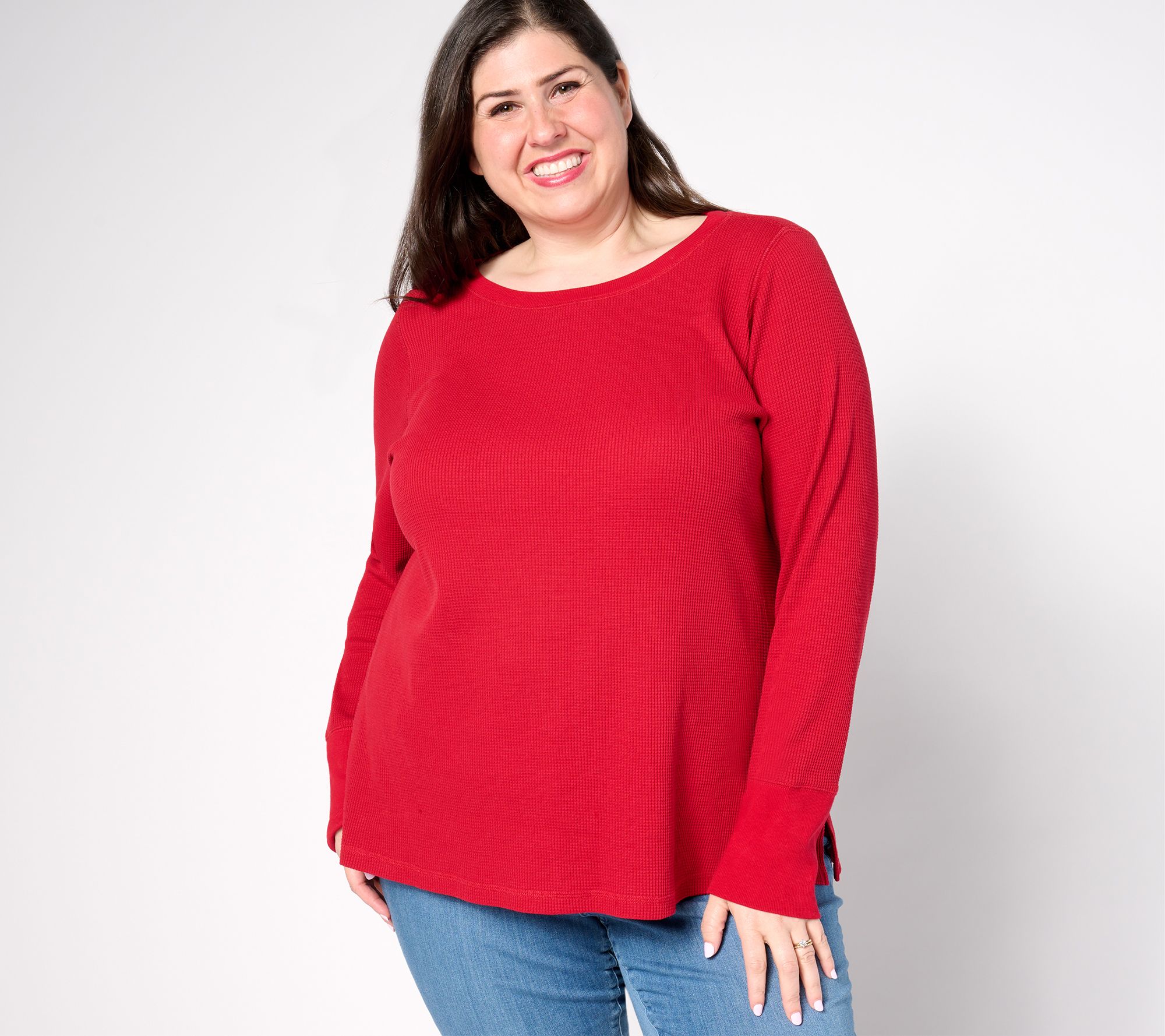 Belle by Kim Gravel Baby Waffle Long-Sleeve Cuff Top - QVC.com