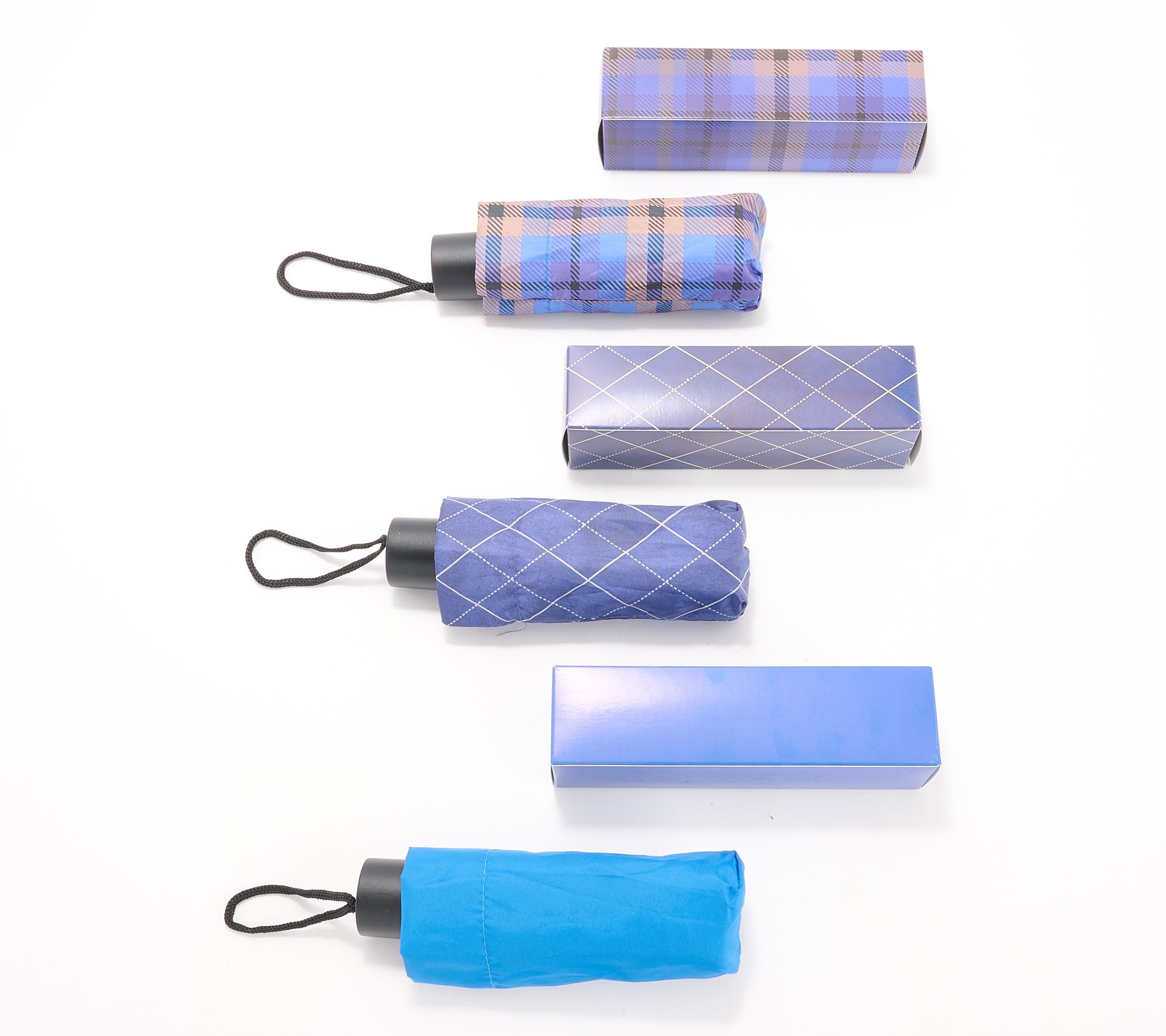 Set of 3 Compact 7" Mini Rain Umbrellas with Gift Boxes