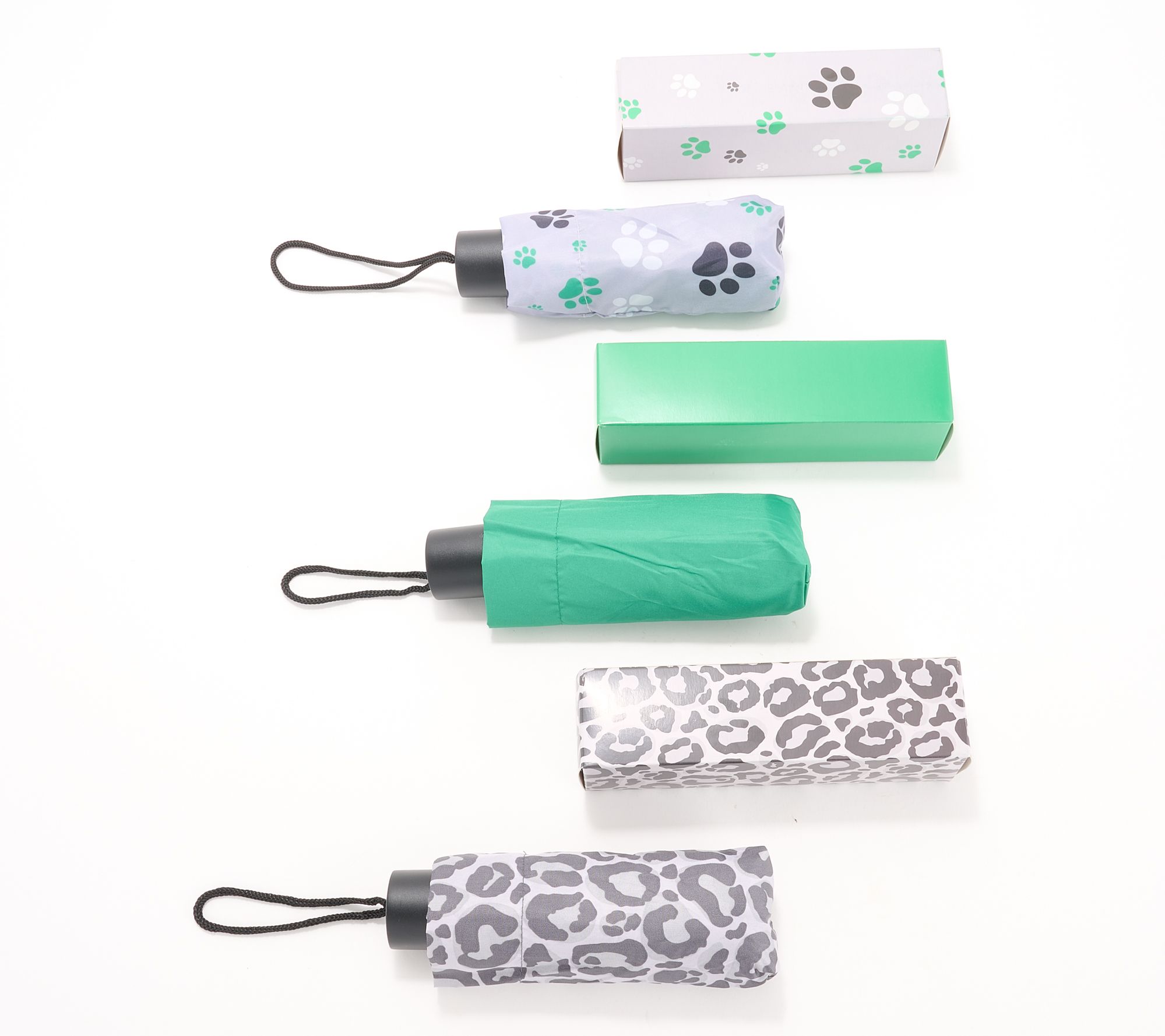 Set of 3 Compact 7" Mini Rain Umbrellas with Gift Boxes