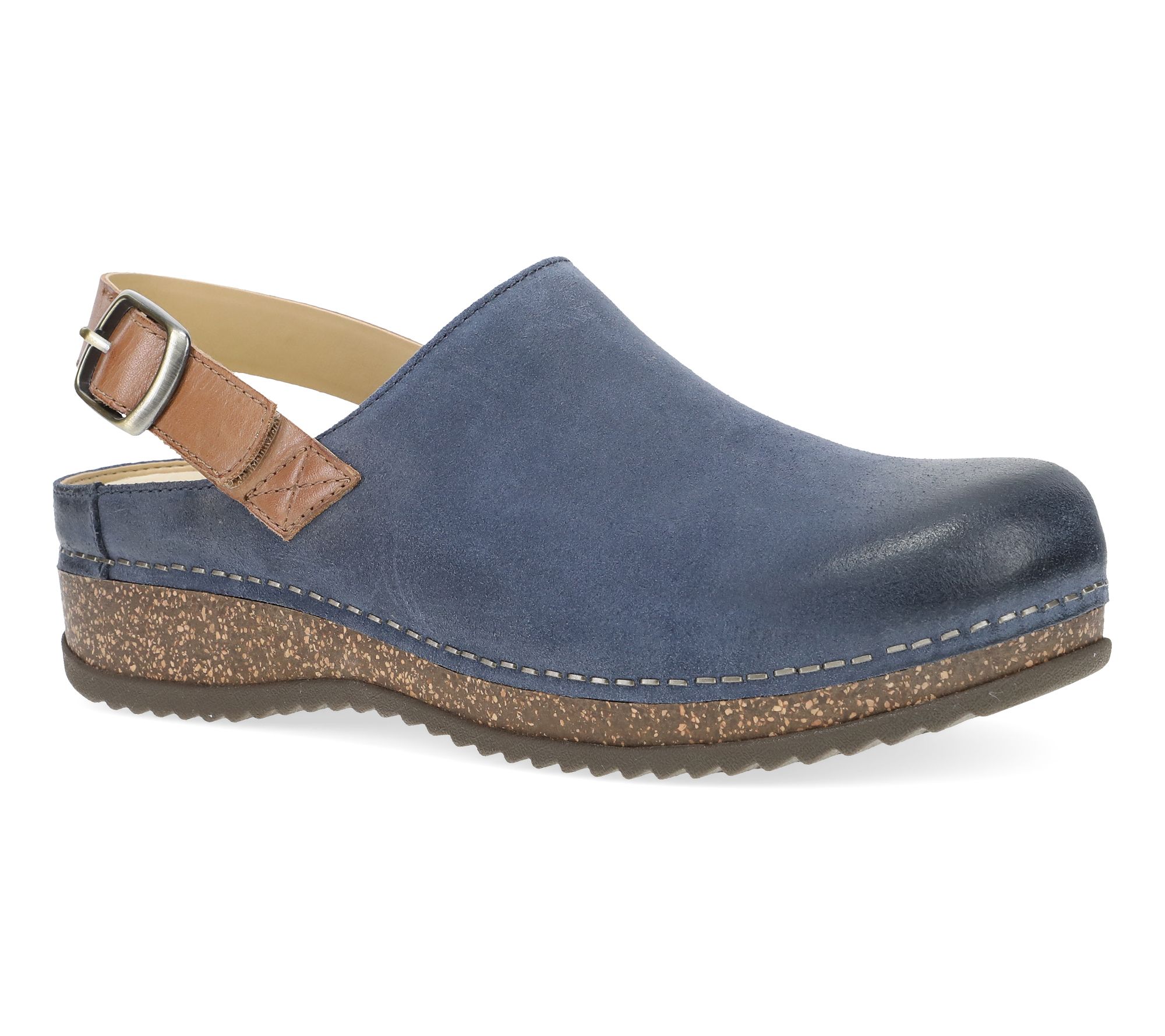 Dansko Blue Burnished Suede Slingback Clog- Mer rin