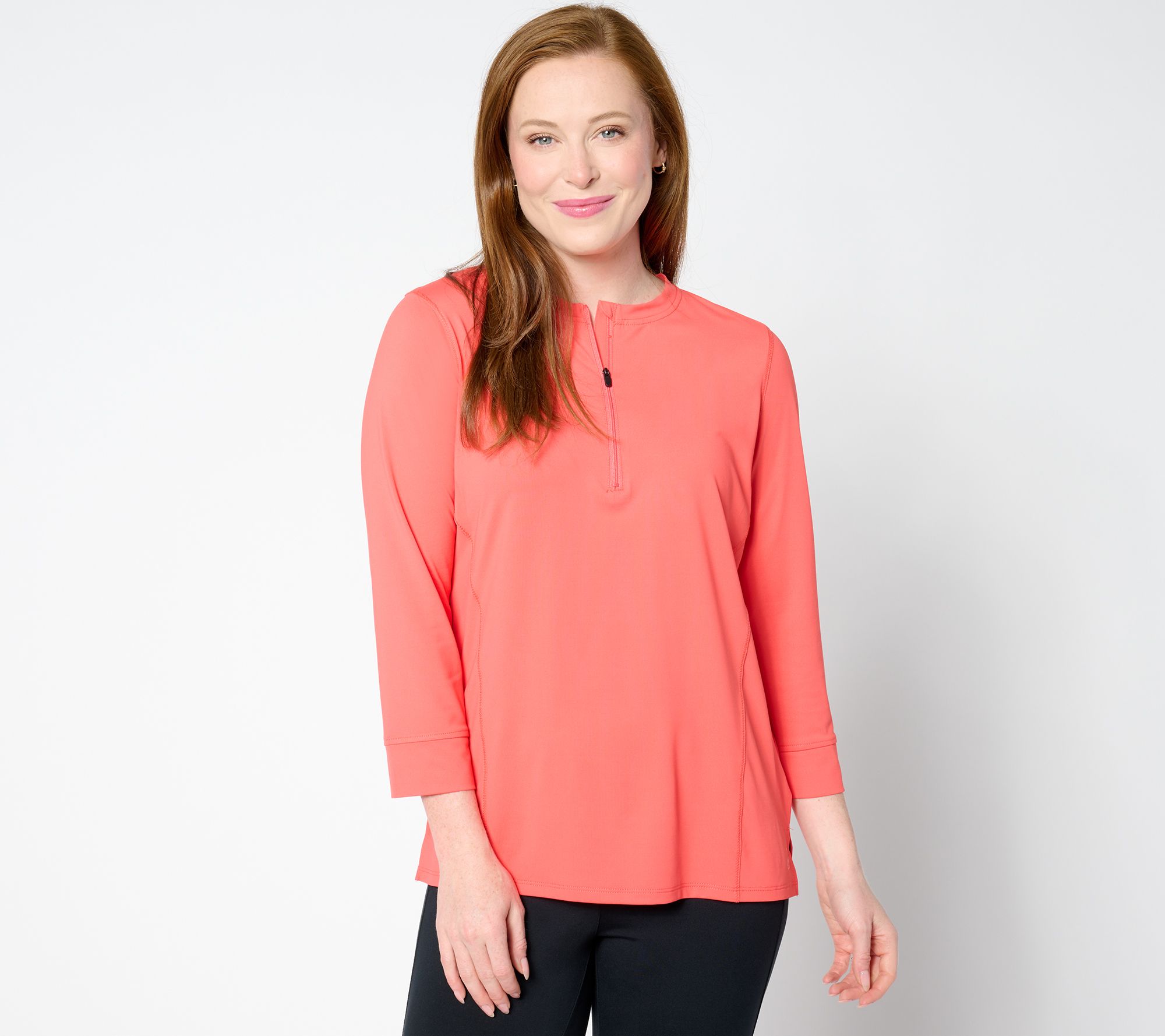 "As Is" Cuddl Duds Sunwear 3/4 Sleeve Half Zip