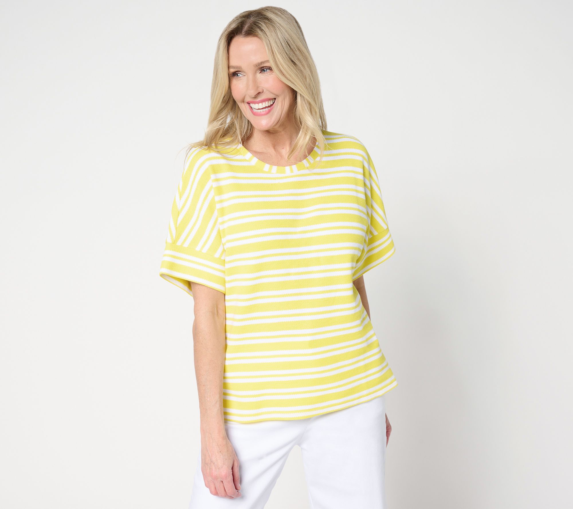 Attitudes by Renee Petite Stripe Textured Knit Tee