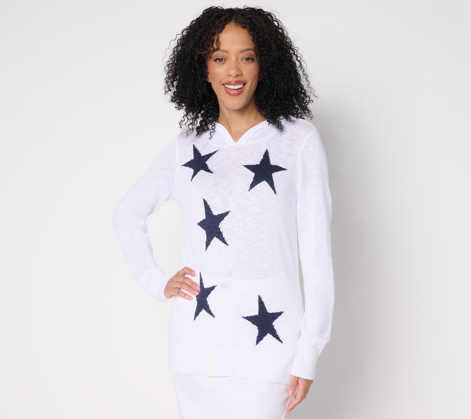 Belle by Kim Gravel Summer Stars Slub Sweater Hoodie
