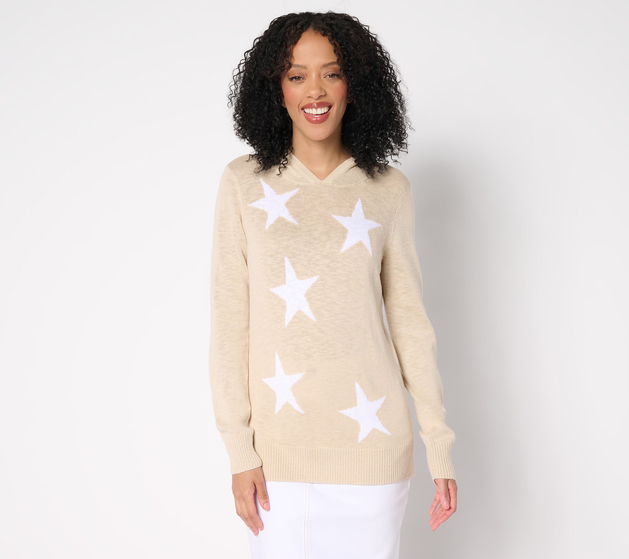 Belle by Kim Gravel Summer Stars Slub Sweater Hoodie