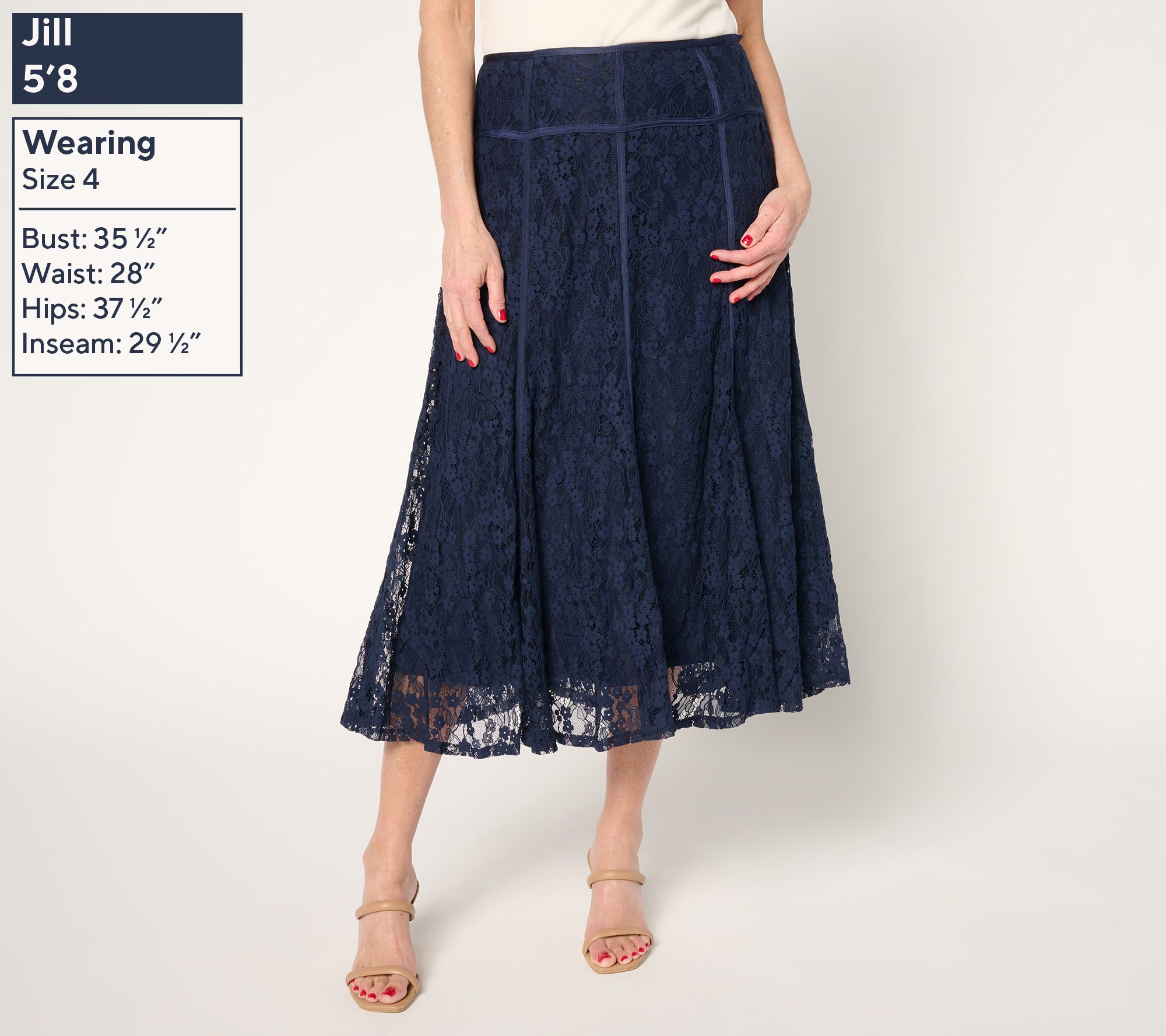 スカート GENERAL IDEA WOMAN Lace Midi Skirt 5BMM178 A.M.G | Open cut midi skirt | Women's Beige Midi skirts