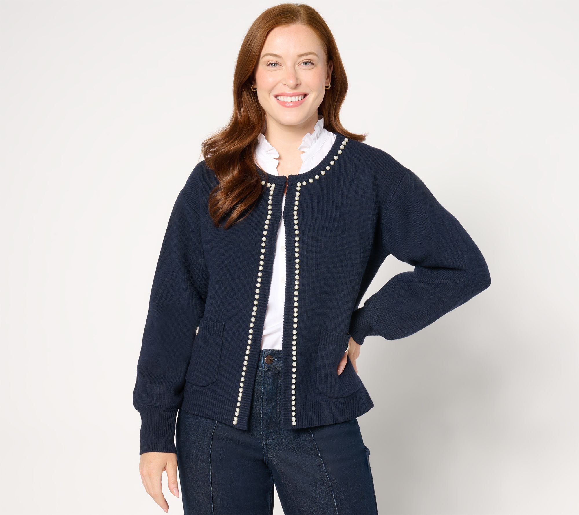 "As Is" Studio Park x Amy Stran Pearl Embellished Cardigan