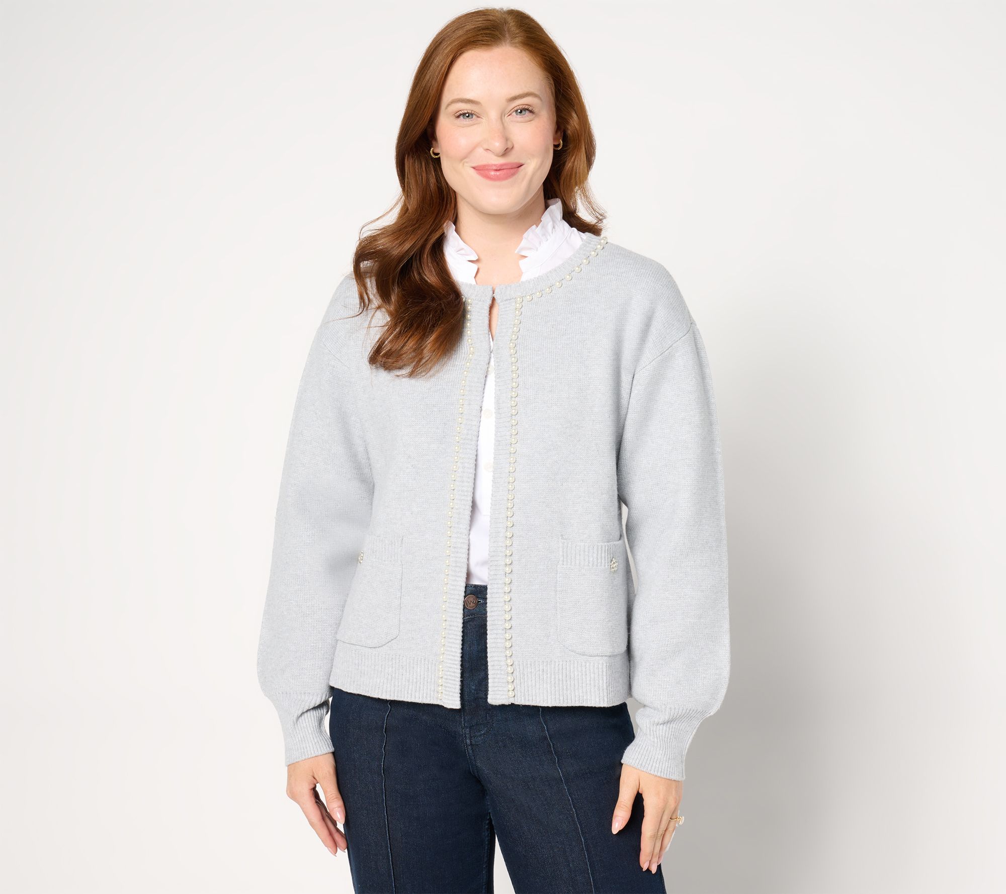 "As Is" Studio Park x Amy Stran Pearl Embellished Cardigan