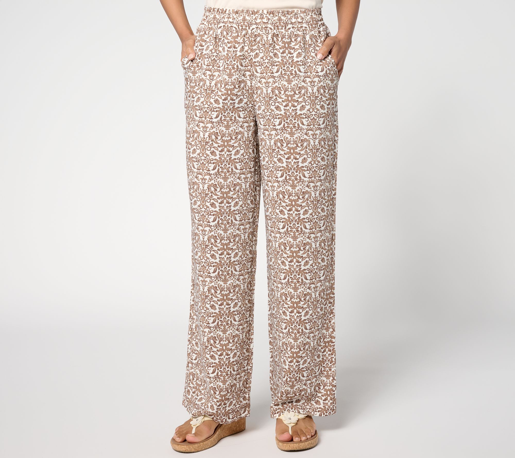 Belle by Kim Gravel Petite Santorini Smocked Waist Pant