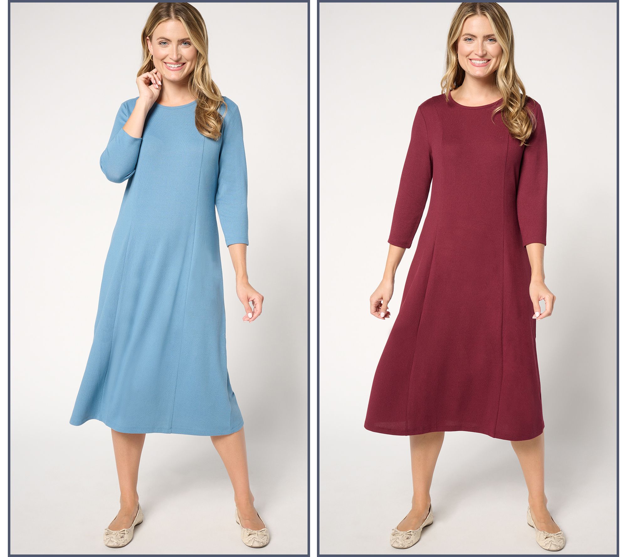 "As Is" Denim & Co. Essentials Tall Heavenly Jersey Dress 2-Pack