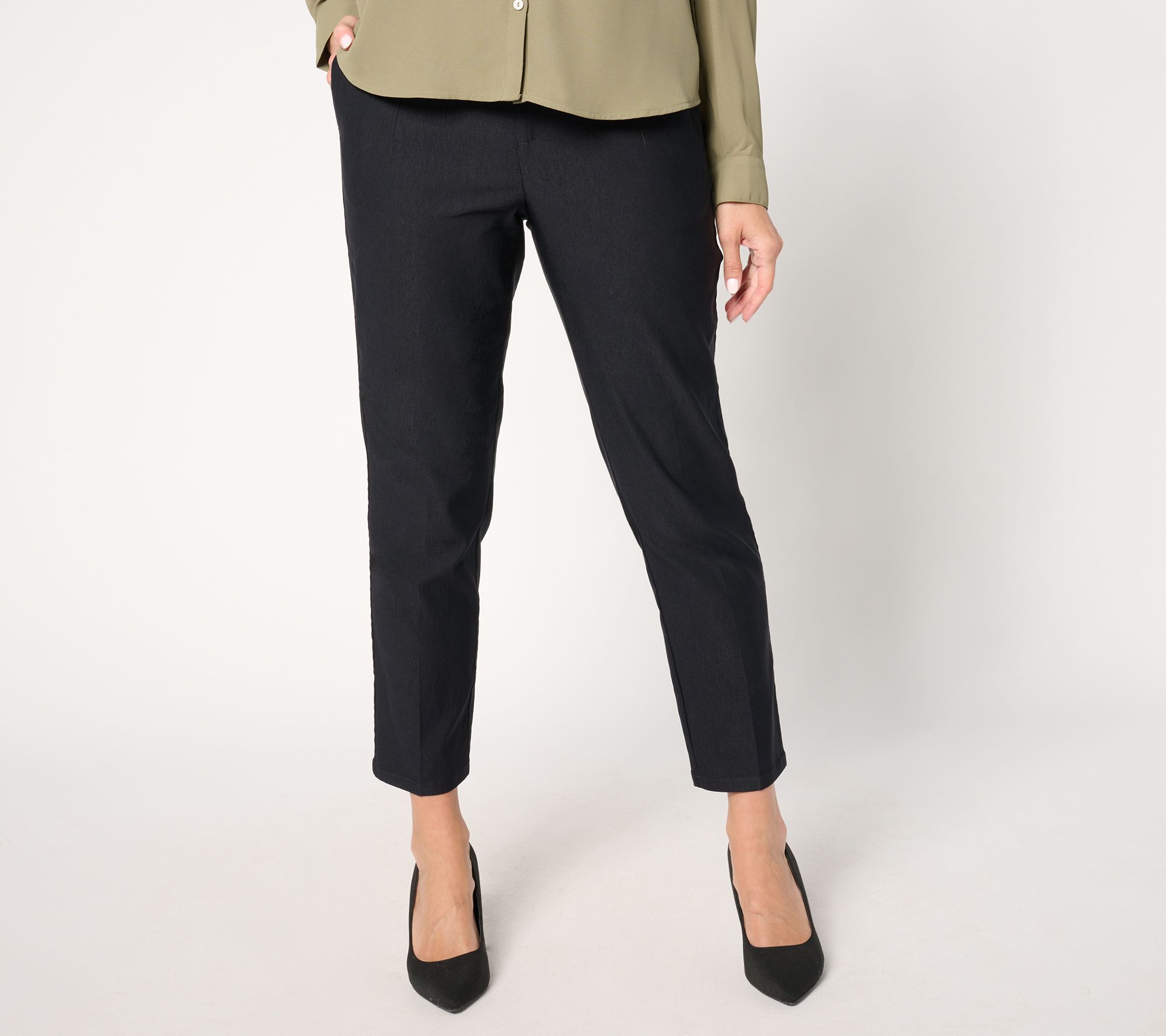 "As Is" Joan Rivers Petite Bengaline Slim Leg Ankle Pant