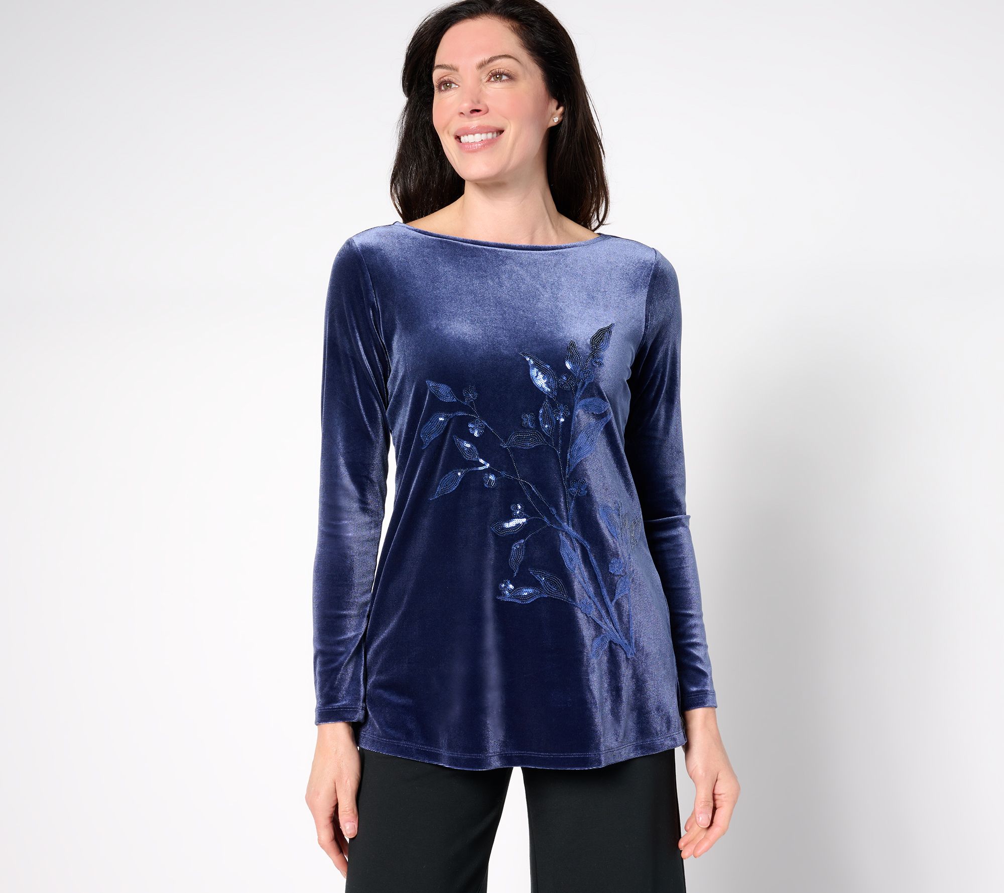 "As Is" BEAUTIFUL by Lawrence Zarian Reg Stretch Velvet Tunic