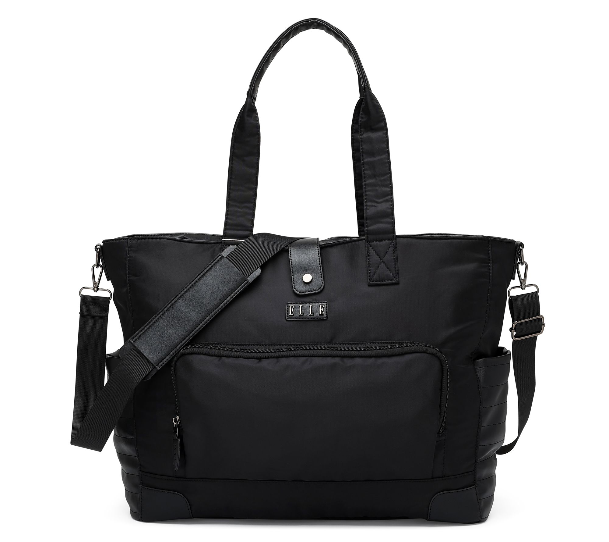 ELLE Voyage Twill and Vegan Leather Weekender Tote Bag