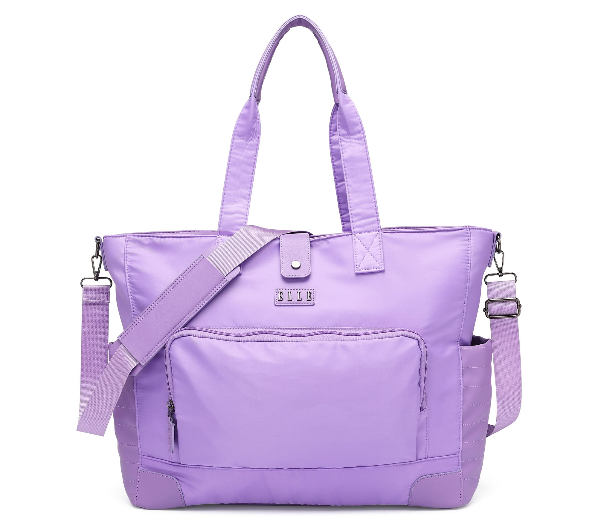 ELLE Voyage Twill and Vegan Leather Weekender T ote Bag