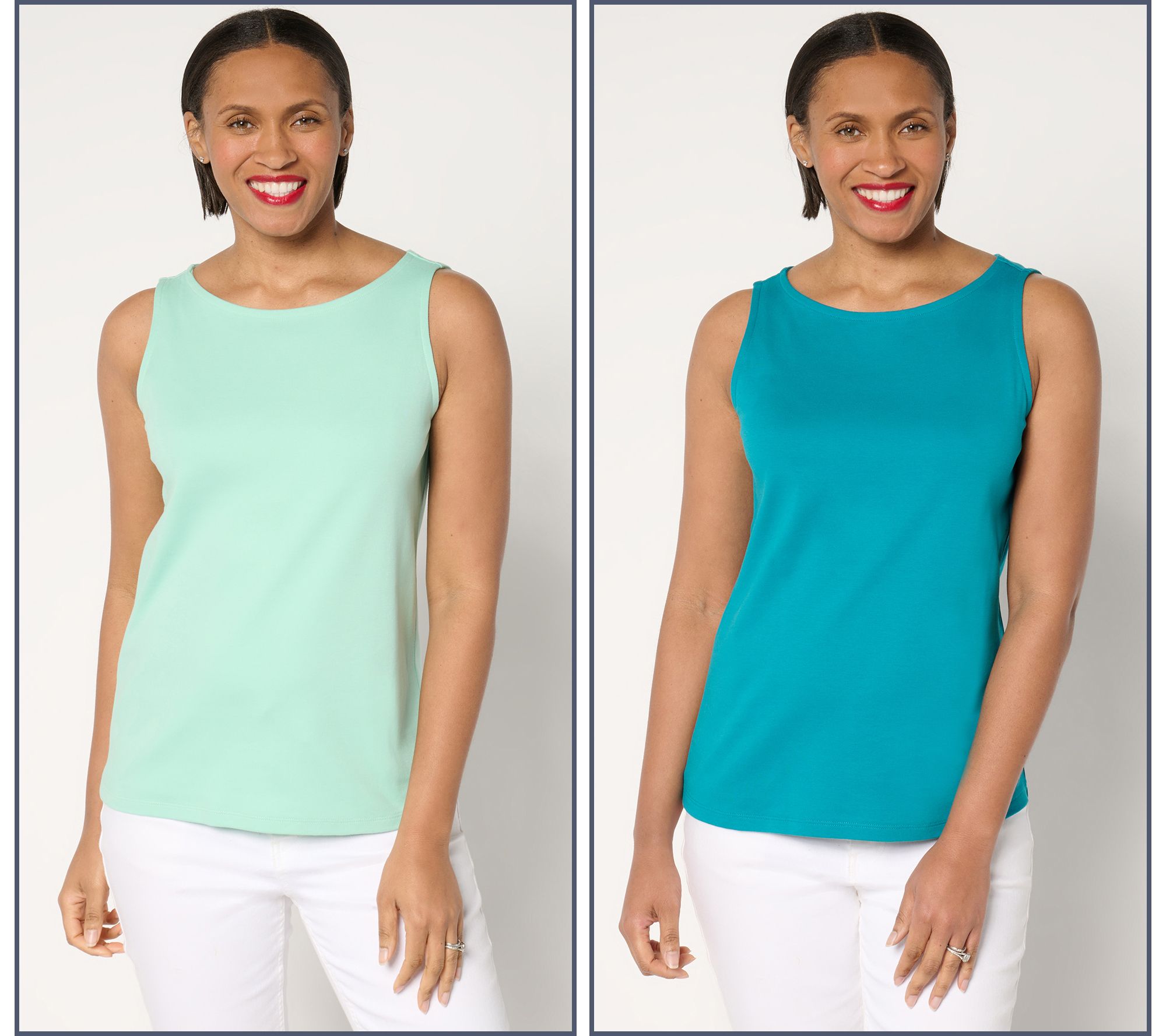 "As Is" Isaac Mizrahi Live! Essentials S/2 PimaCotton Tank