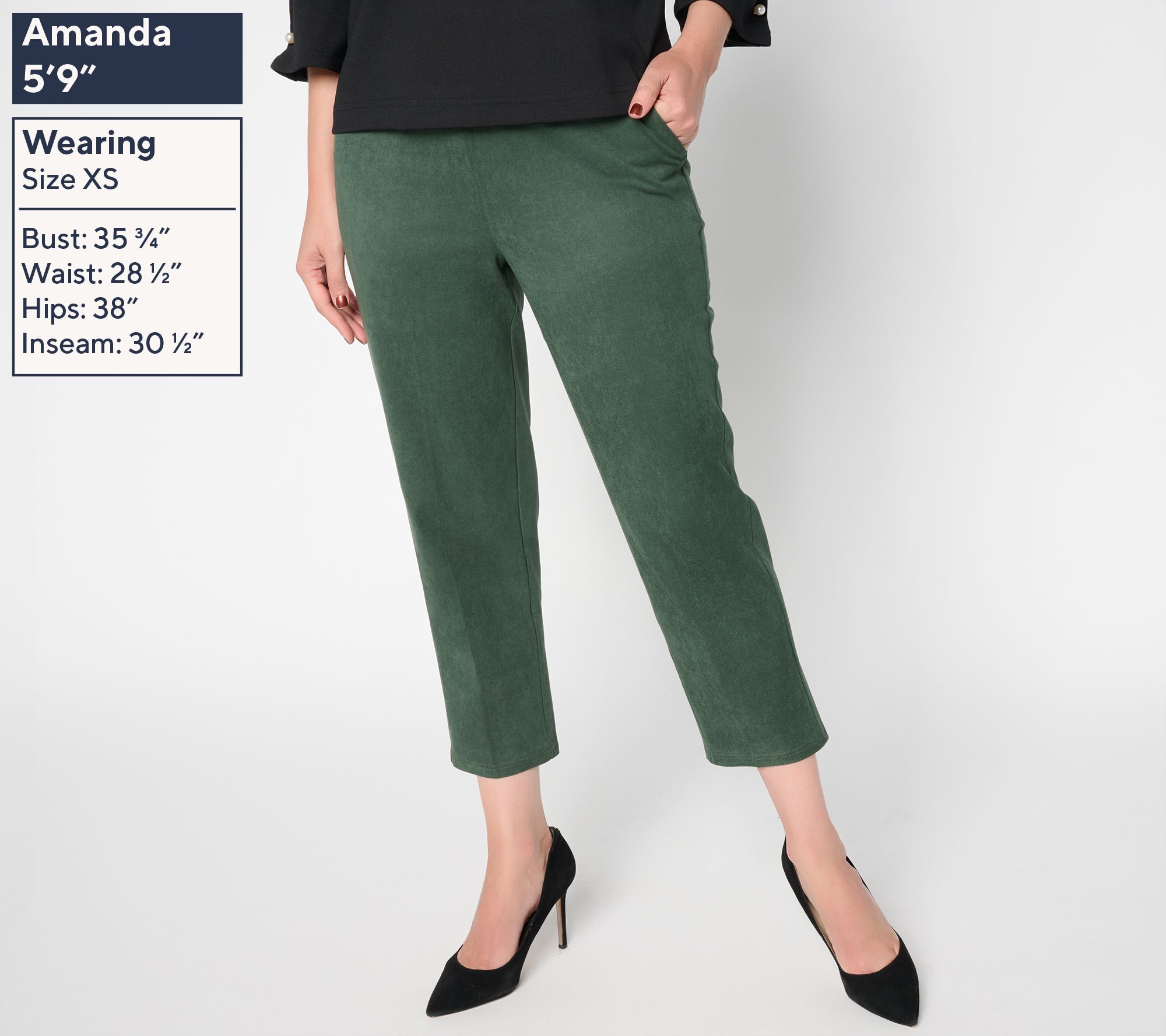 by Stacy London Petite Faux Suede Ankle Length Lantern Pant