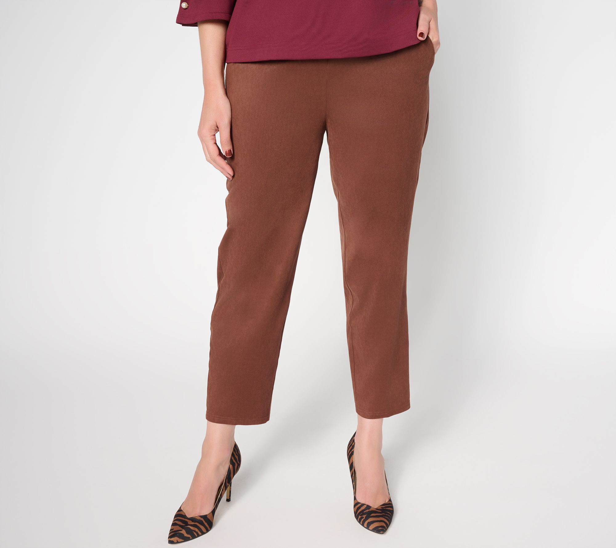 by Stacy London Petite Faux Suede Ankle Length Lantern Pant
