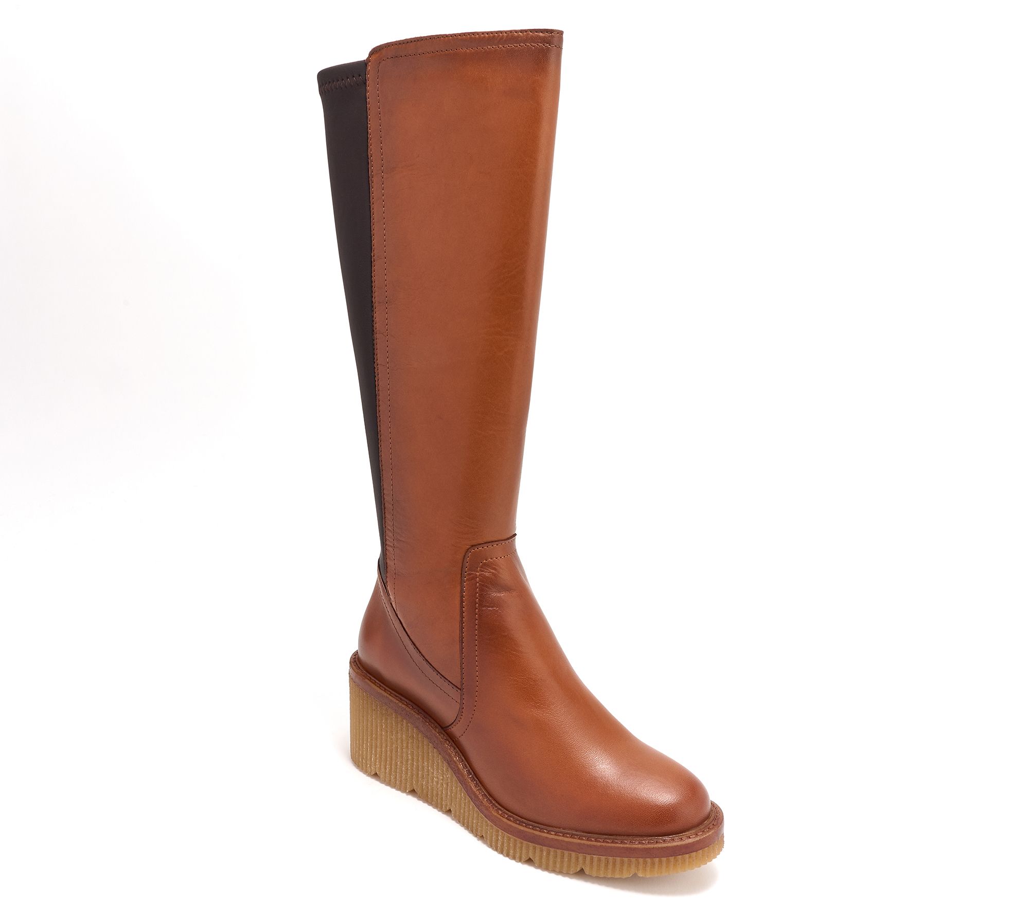 Miz Mooz Leather Tall Shaft Wedge Boots - Adriana - QVC.com