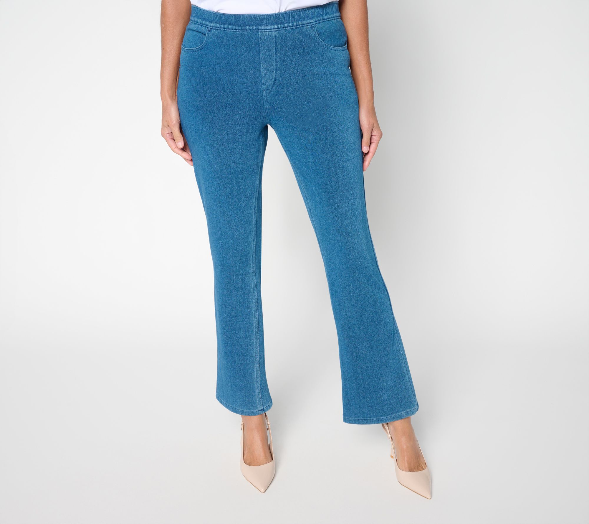 Susan Graver Regular Cool Touch Denim Boot Cut Pants- Indigo