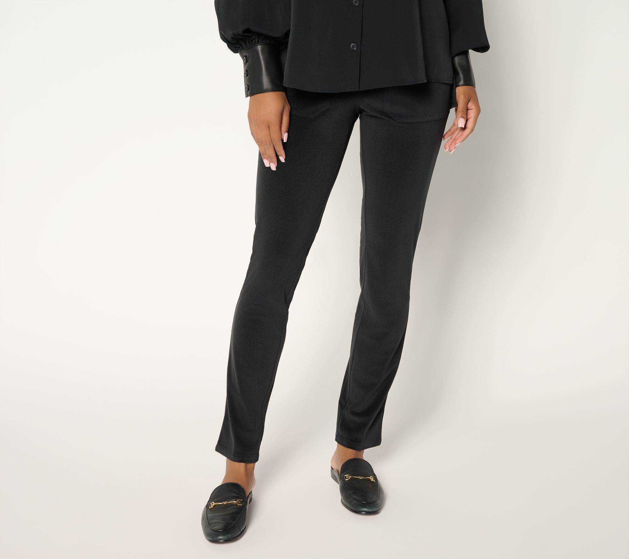 Denim & Co. Regular Stretch Knit Corduroy Slim Straight Pants