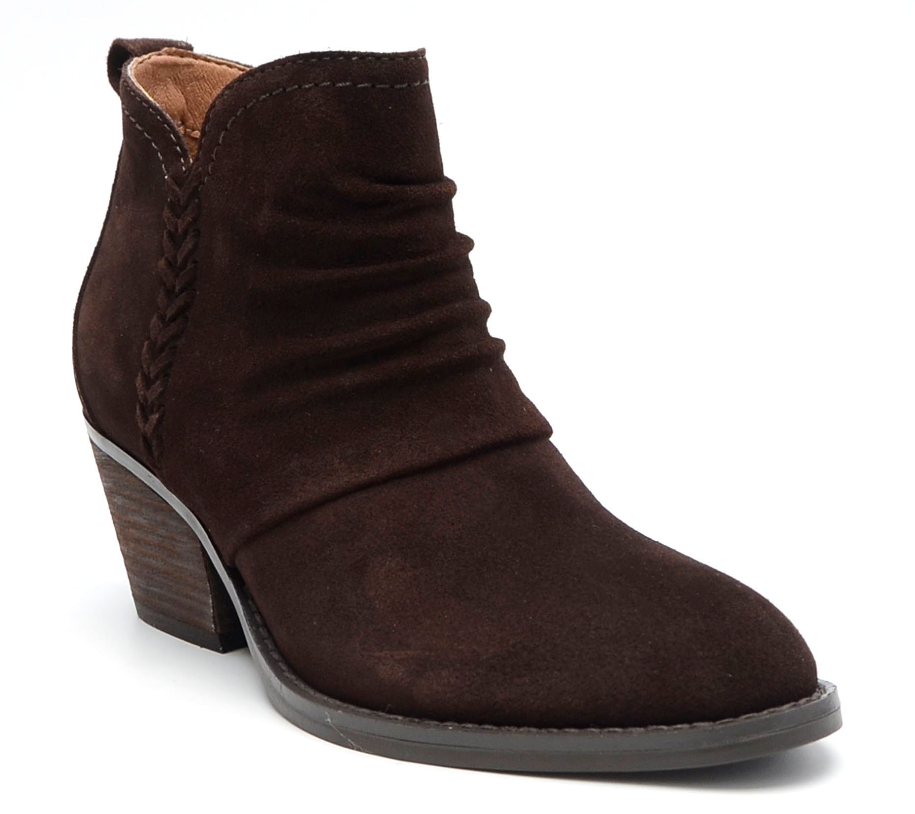 Earth Suede Booties with Braid Detail -Chandy