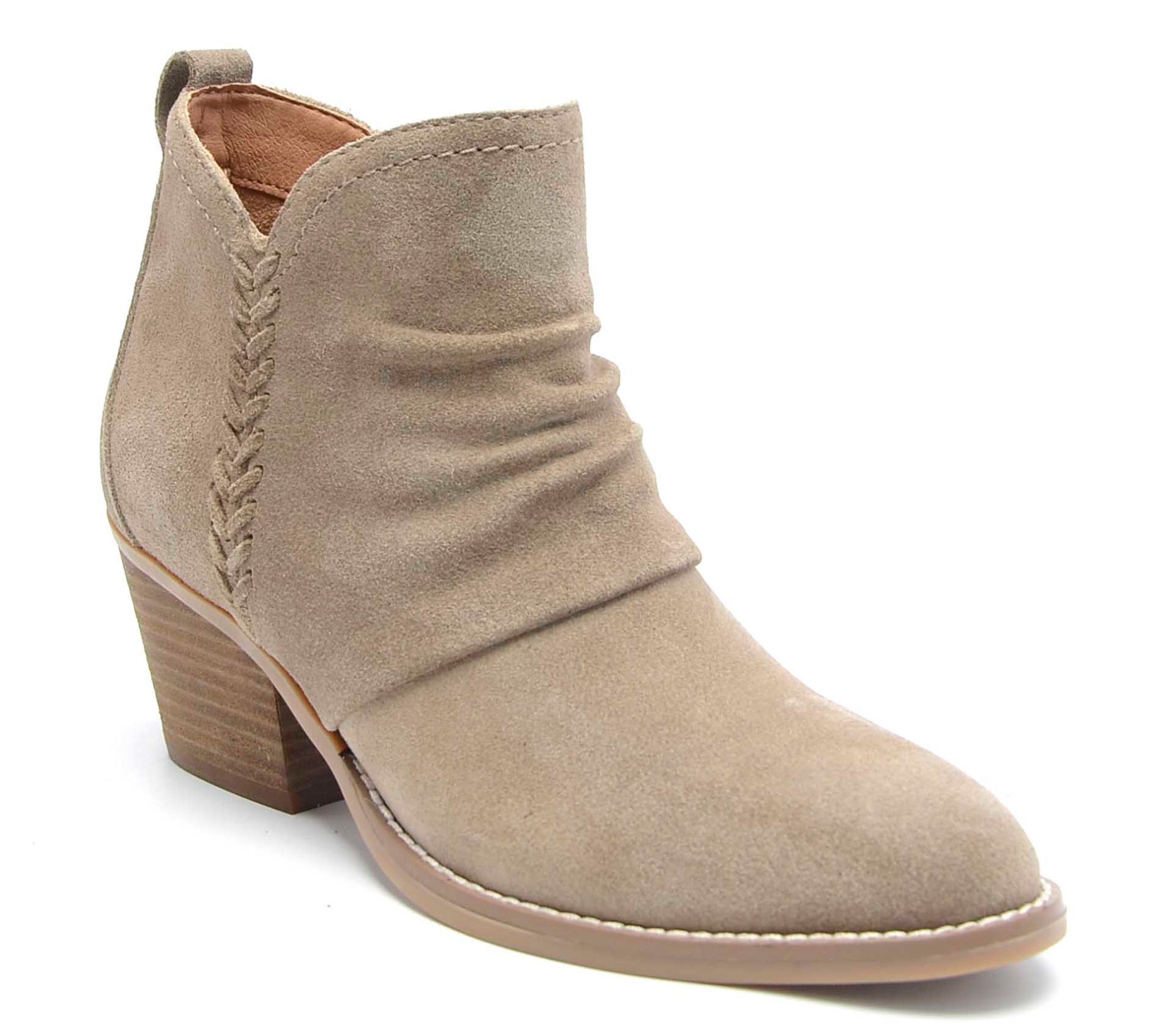 Earth Suede Booties with Braid Detail -Chandy