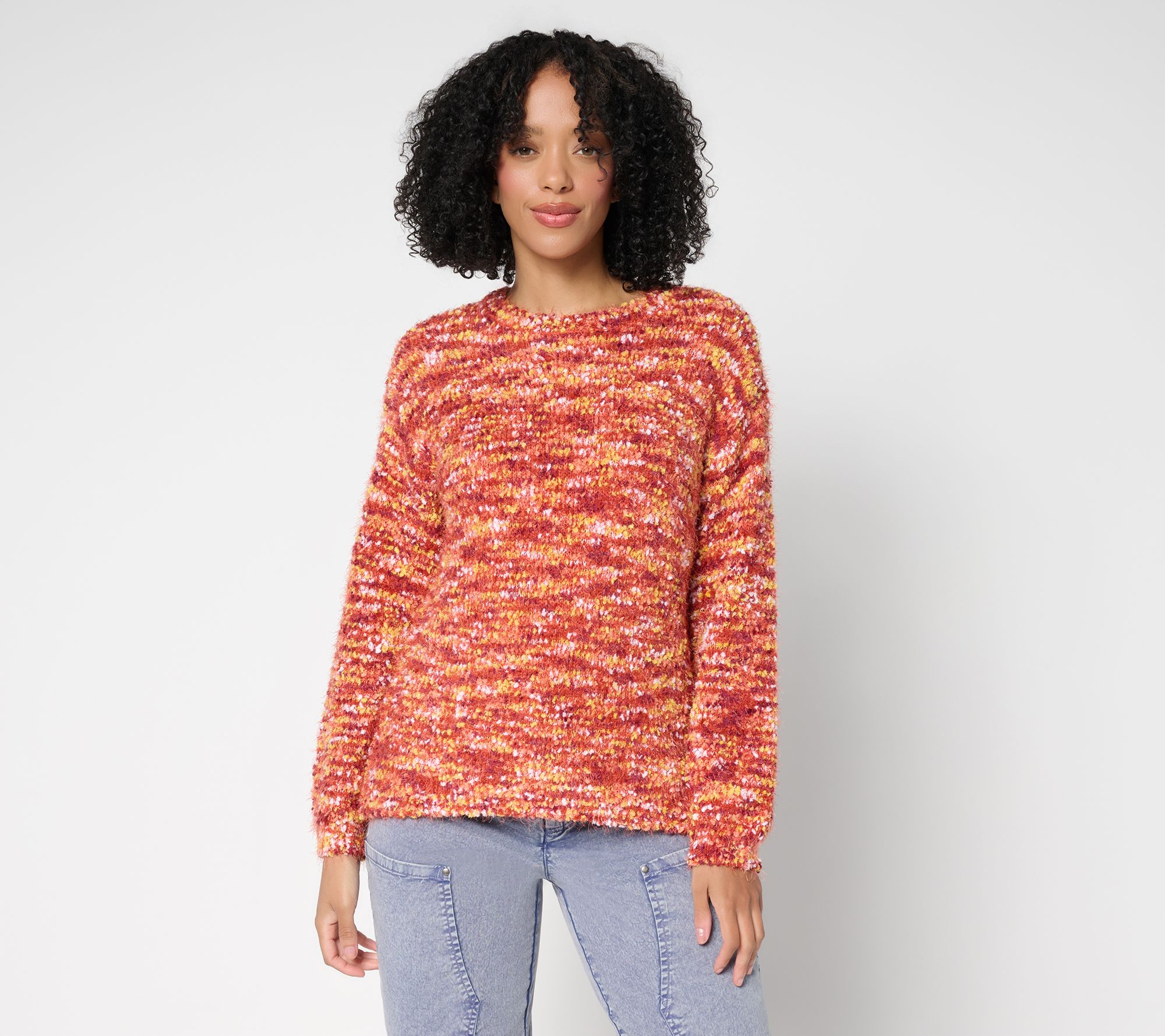 LOGO by Lori Goldstein Confetti  Yarn High Low Hem Sweater