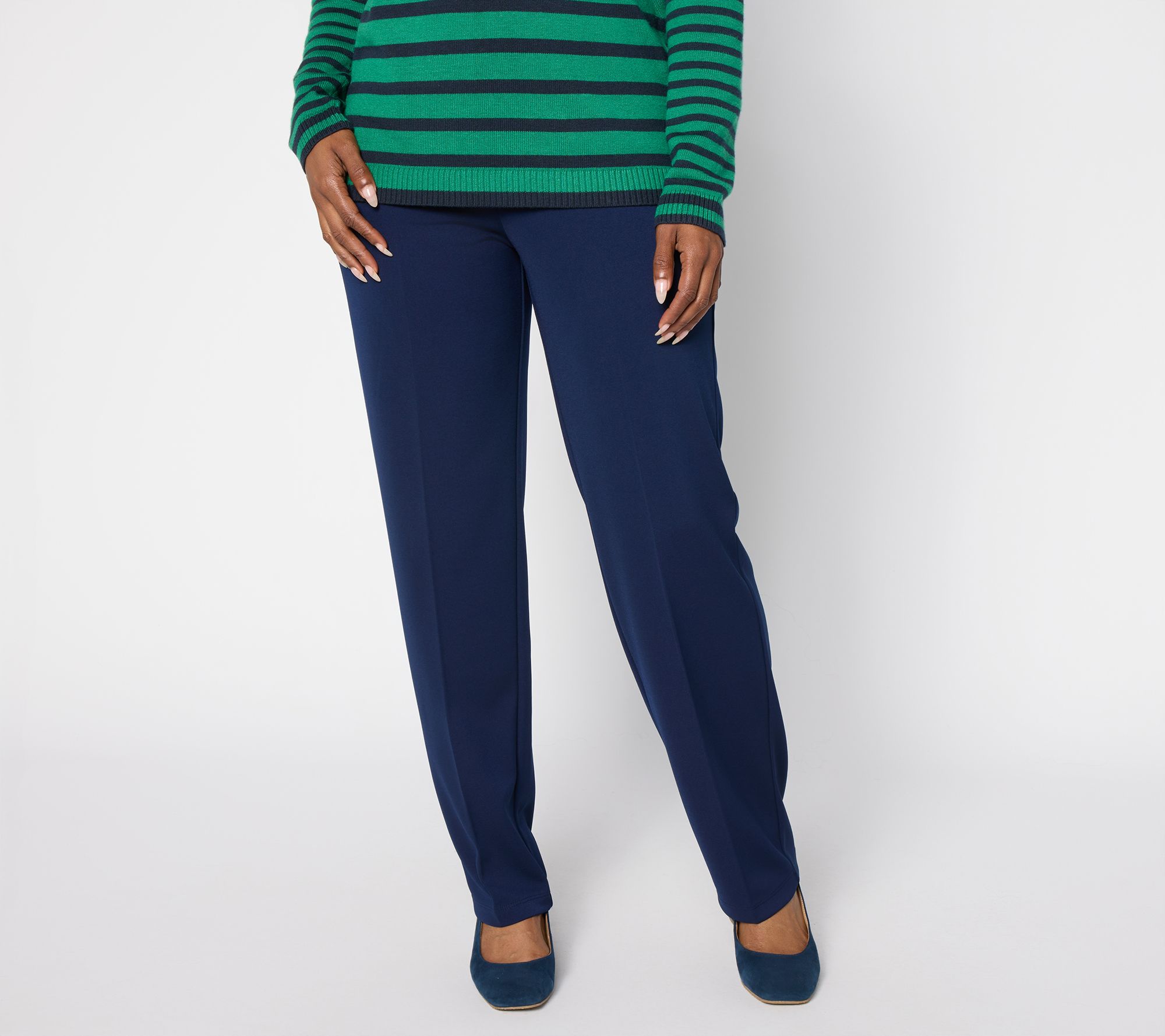 Susan Graver Petite Milano Knit Straight Leg Pull-On Pants