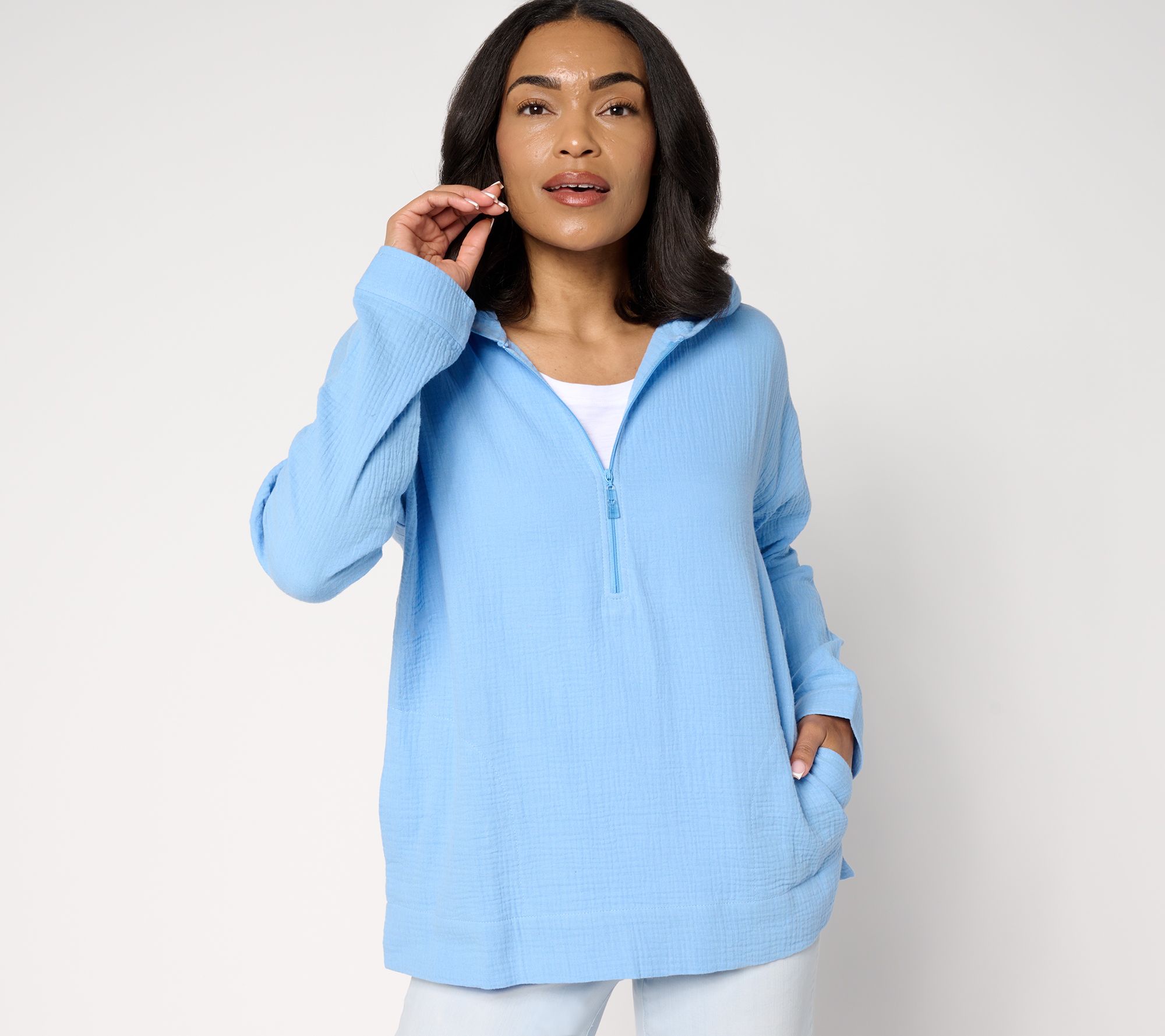 "As Is" Belle Beach by Kim Gravel Beach Club Cotton Gauze Hoodie