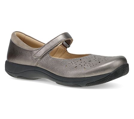 Dansko Stacy Pewter Metallic Leather PerforatedMary Janes
