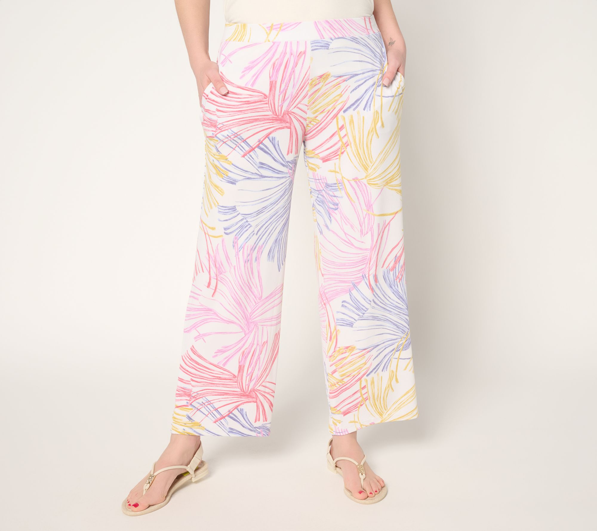 "As Is" Susan Graver Passport Reg Liquid Knit Wide Leg Ankle Pants