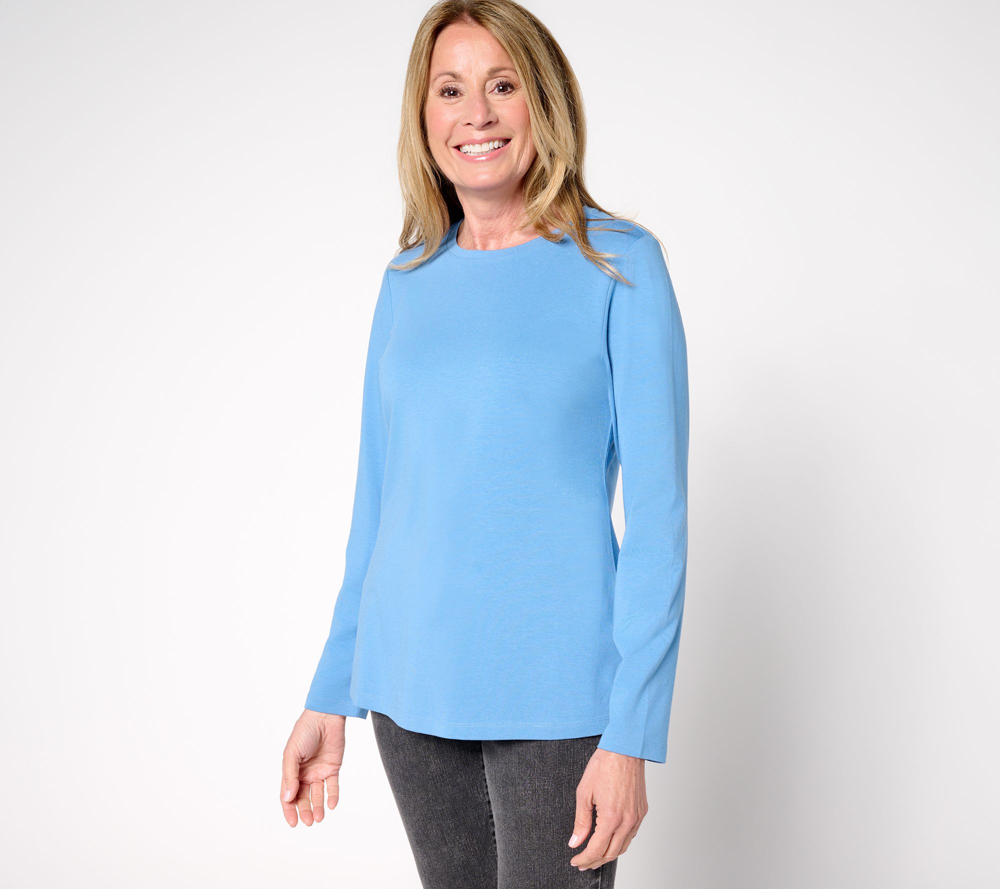 "As Is" Denim & Co. Essentials Cool to the Touch Cotton Modal Top