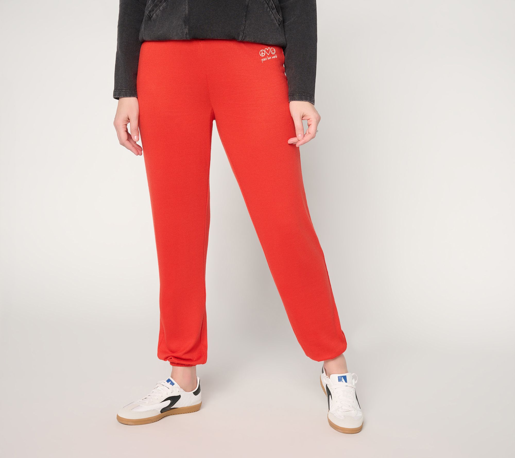 Peace Love World Petite Ankle Length Pull On Comfy Joggers