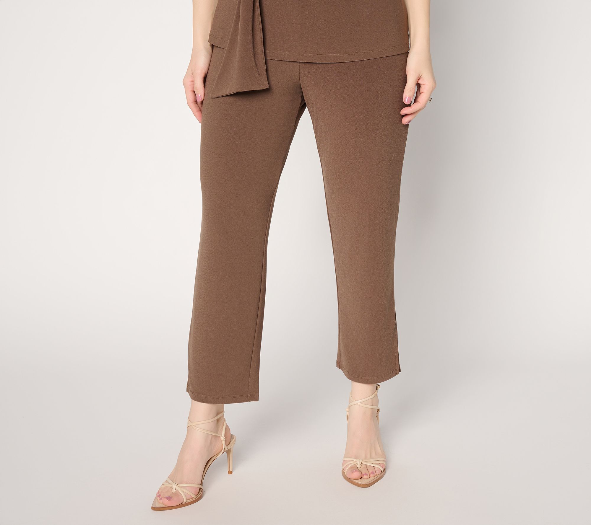 Dennis Basso Petite Slim Leg Caviar Crepe Crop Pant