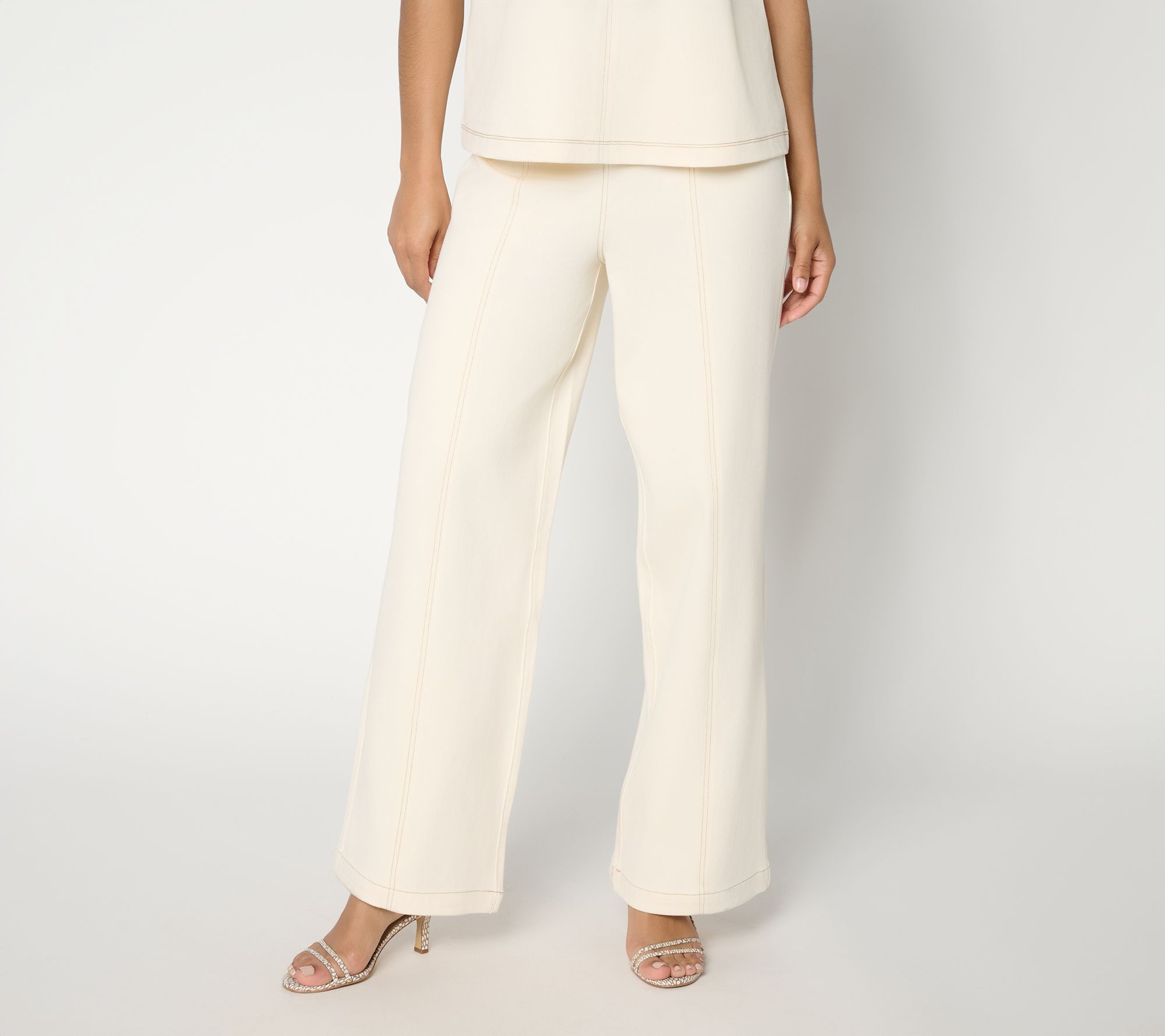 RM Studio x Rebecca Minkoff Petite Pull-On Knit Twill Wide Leg Pants