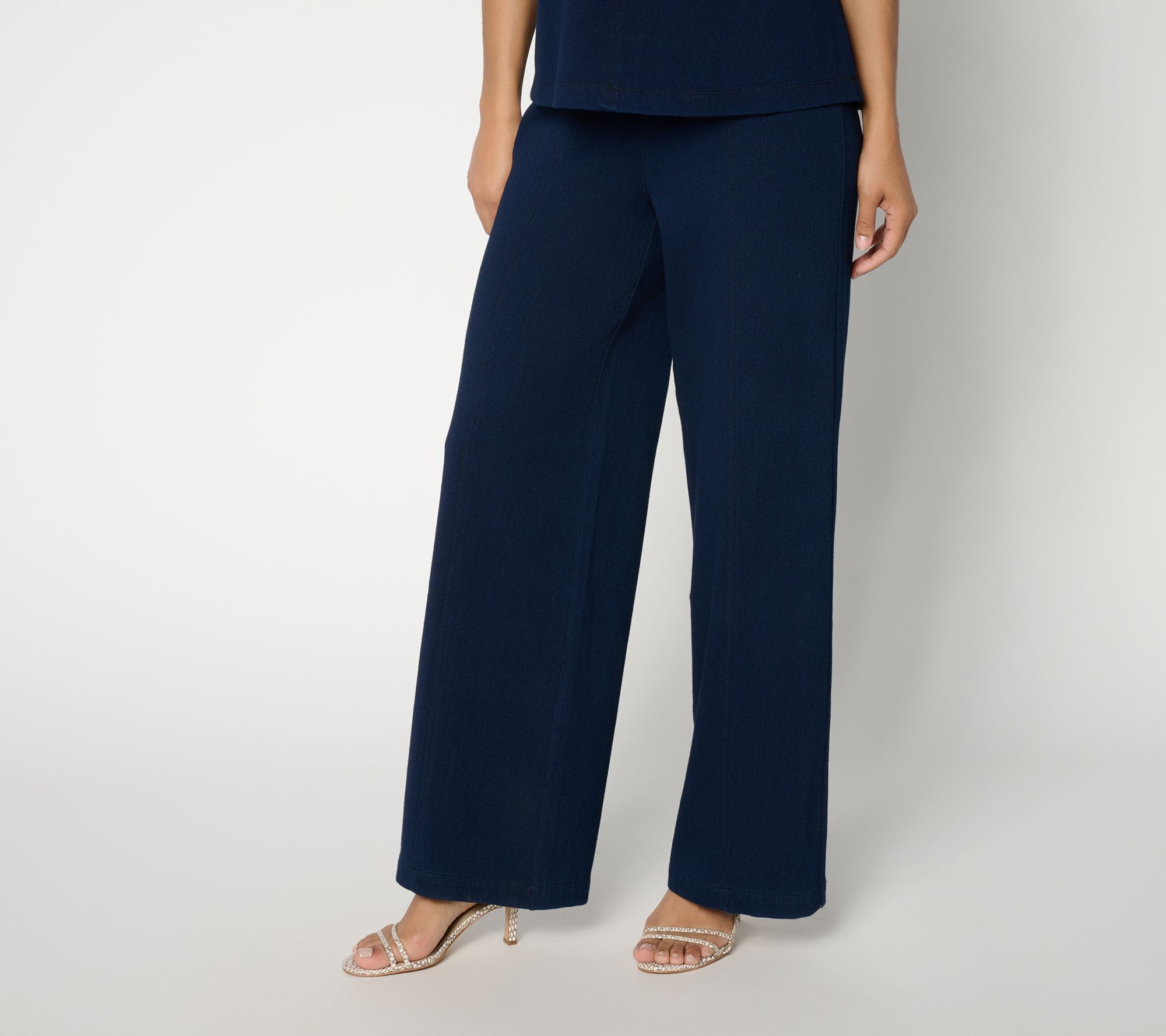 RM Studio x Rebecca Minkoff Petite Pull-On Knit Twill Wide Leg Pants