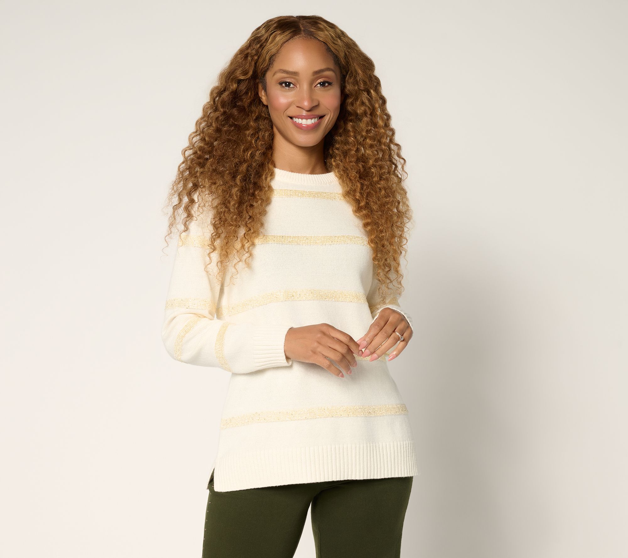 "As Is" Belle by Kim Gravel Micro Sequin Stripe Sweater