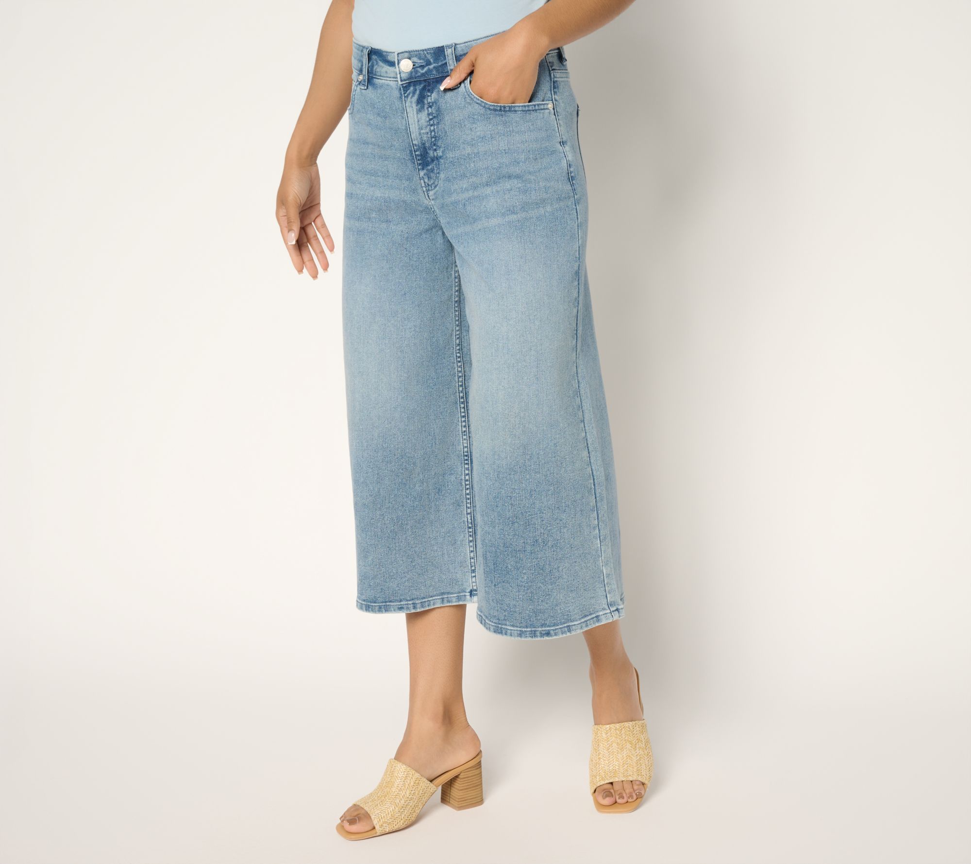 "As Is" Me by Jennie Garth Reg Indigo Monty Wide Leg Cropped Jeans