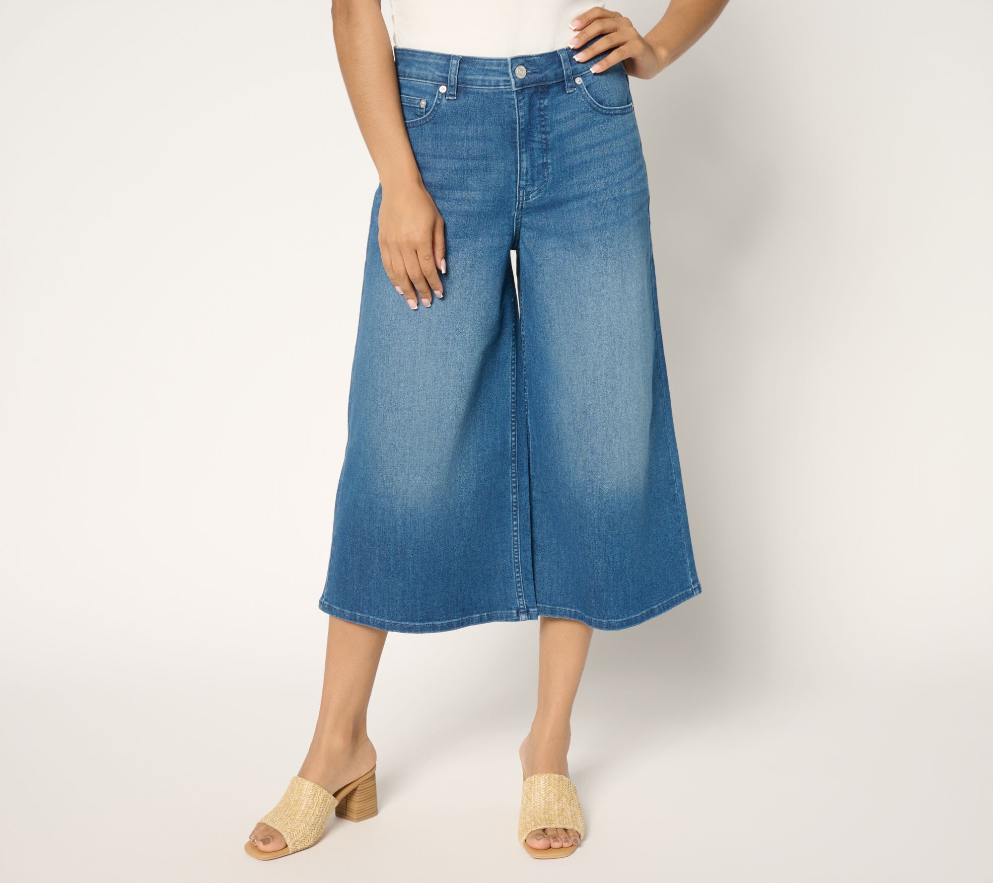 "As Is" Me by Jennie Garth Reg Indigo Monty Wide Leg Cropped Jeans