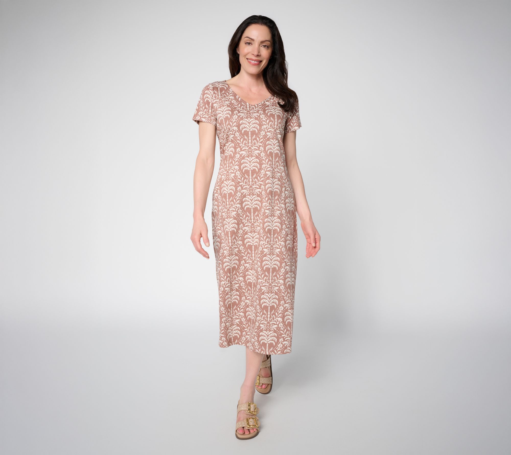  Belle Beach by Kim Gravel Regular Slub Knit Palm Maxi Dress