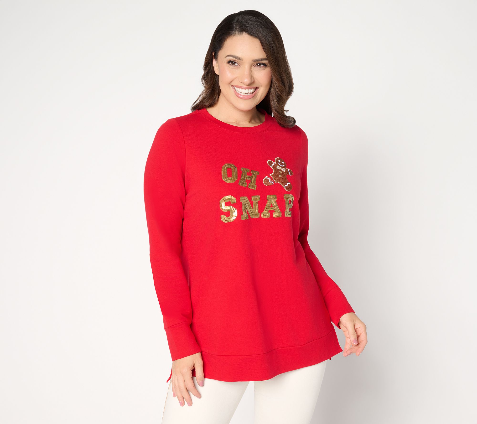 "As Is" Jingle Belles by Kim Gravel Oh Snap! Gingerbread Sequin Top