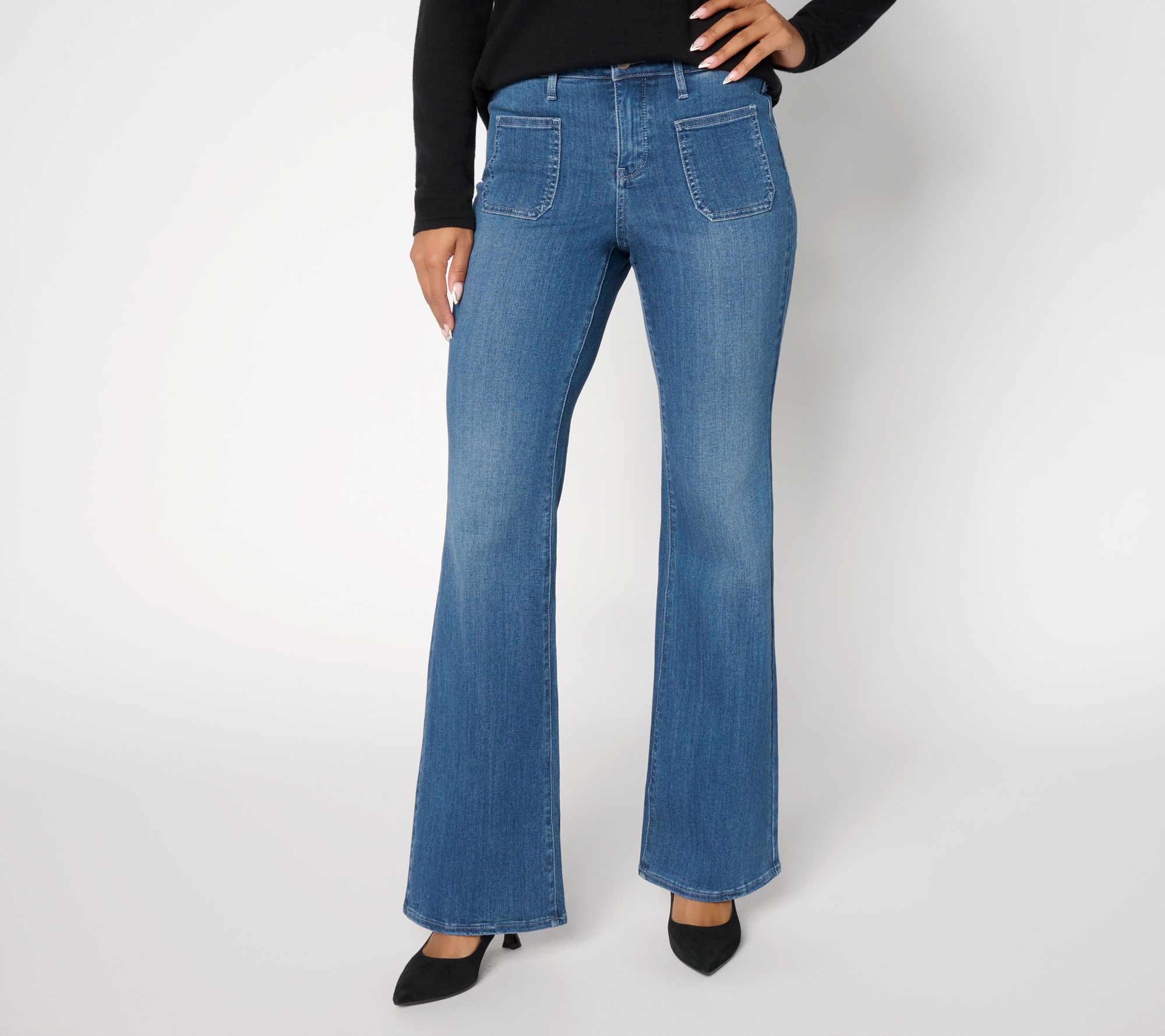 "As Is" NYDJ Sure Stretch Ava Flare Patch Pocket Jeans