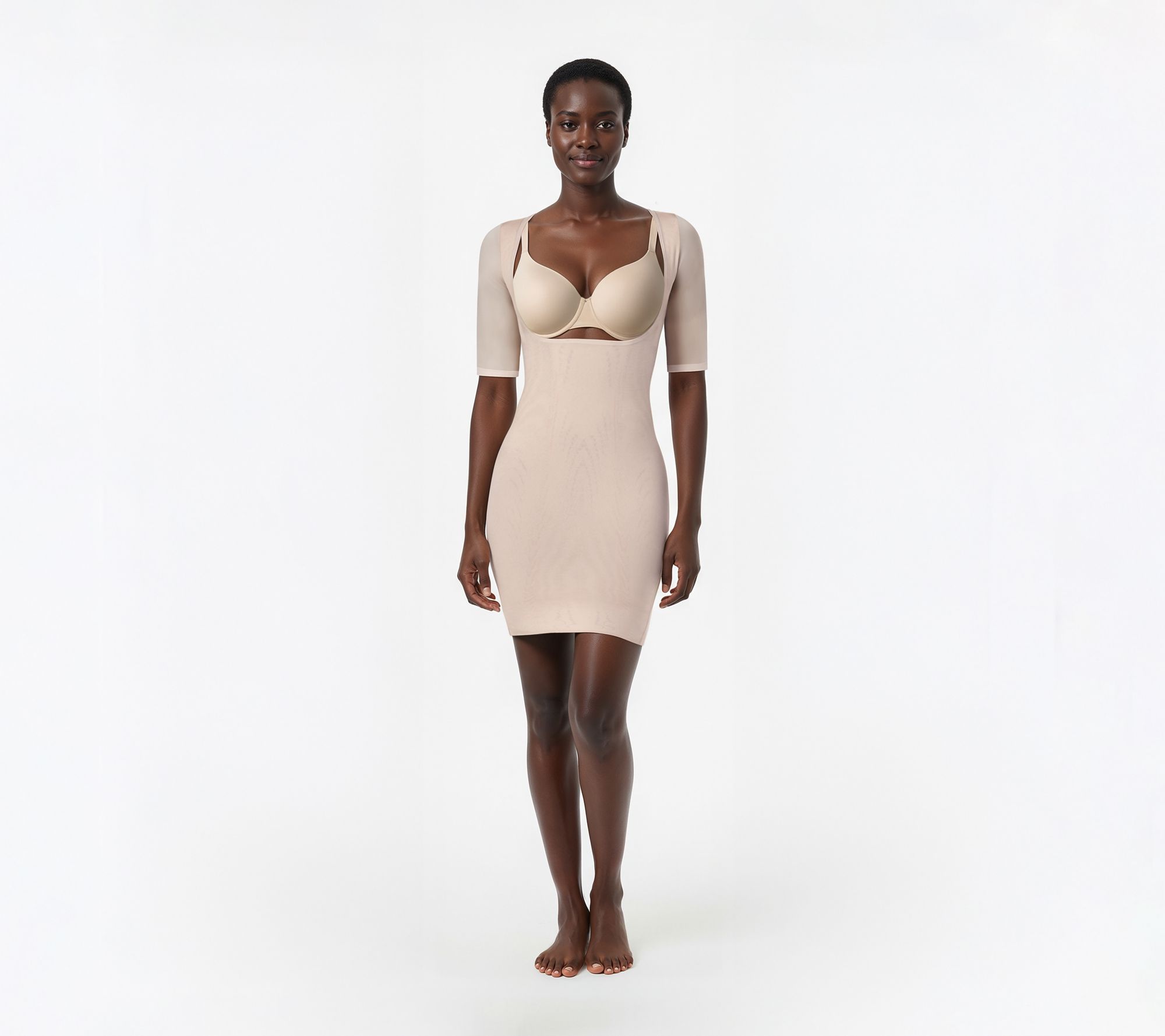 Gemsli Firm Control Open Bust Shaper Slip withShort Sleeves