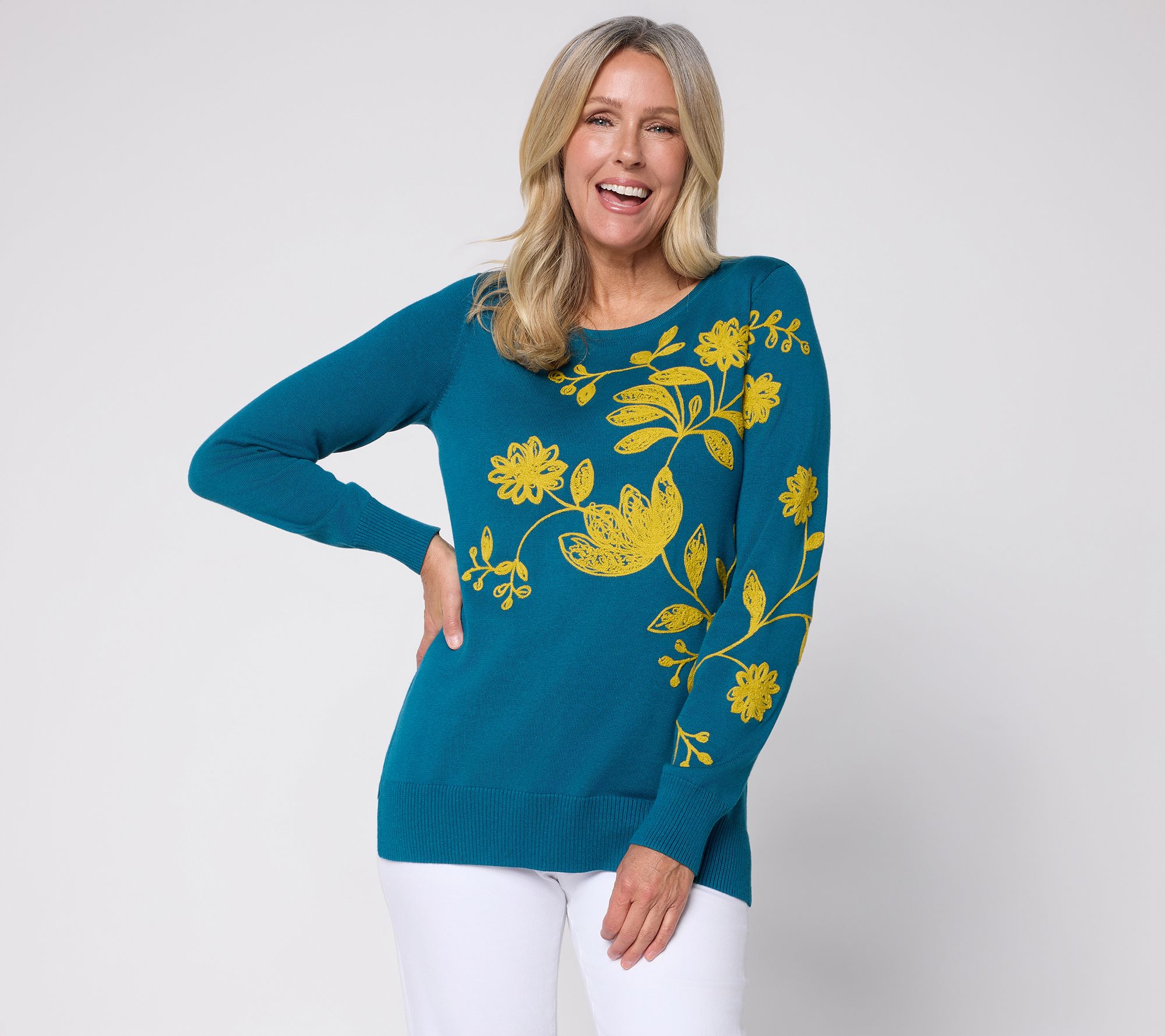 Belle Boho by Kim Gravel Petalwood Textured Floral Sweater