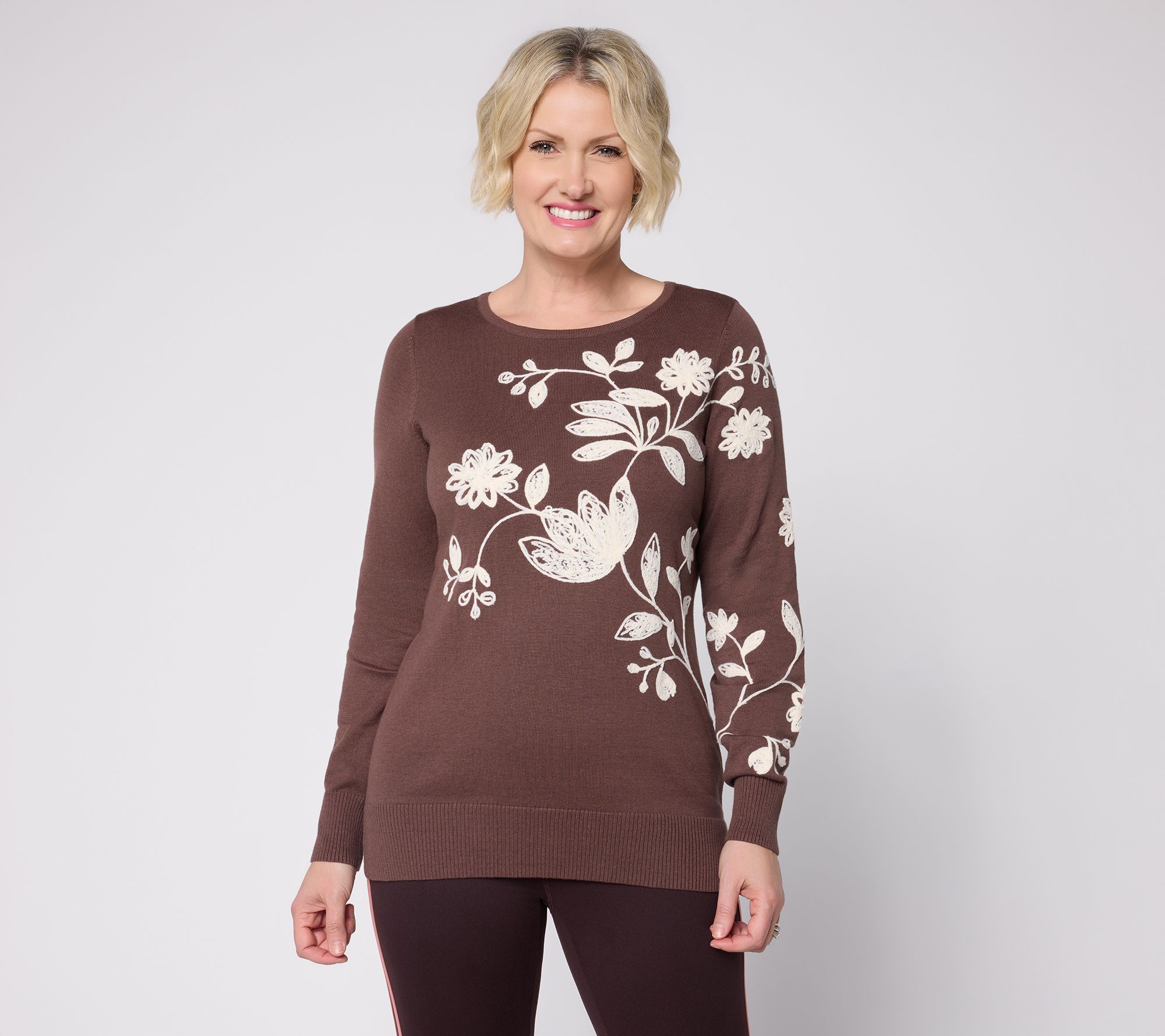 Belle Boho by Kim Gravel Petalwood Textured Floral Sweater