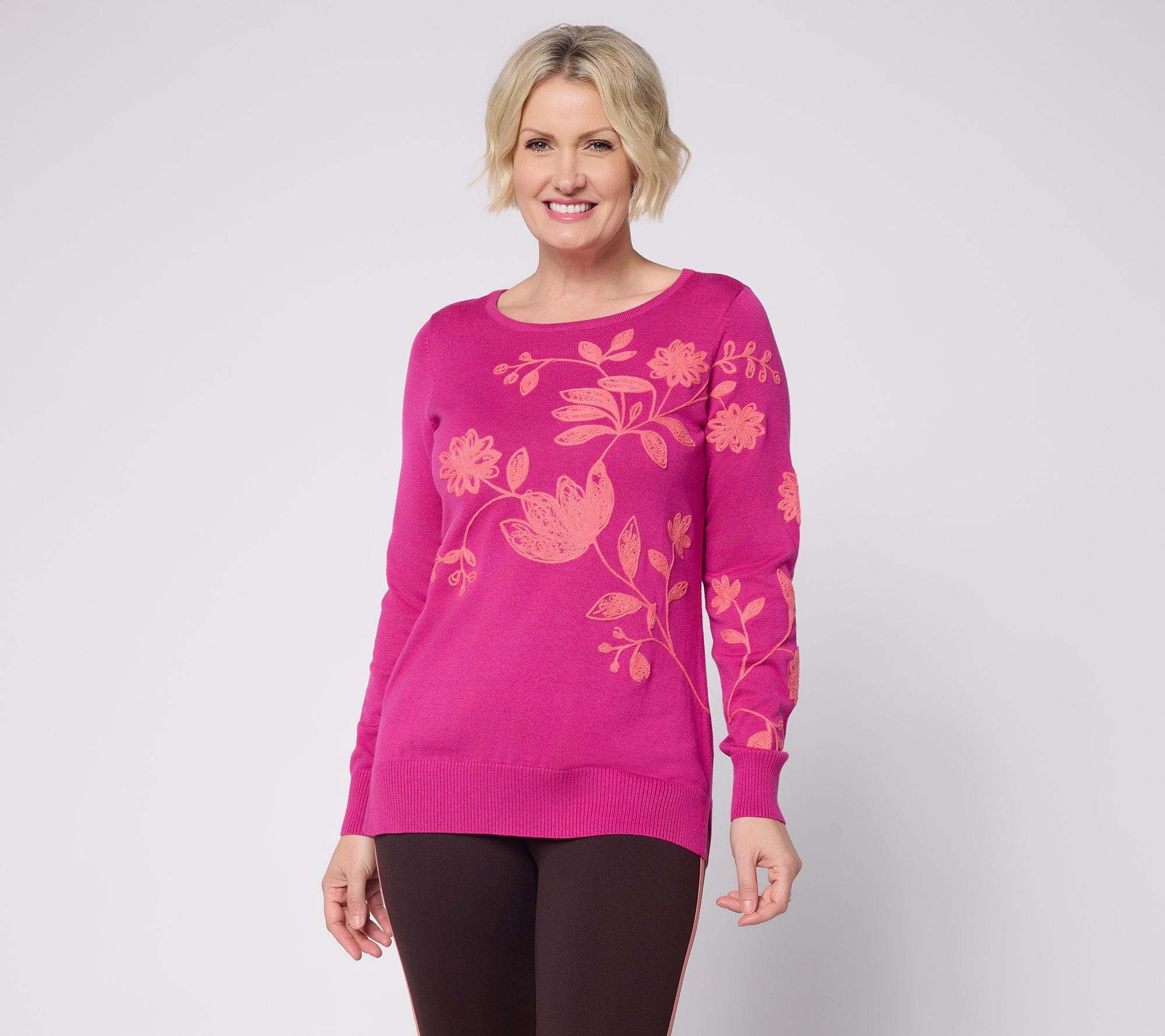 Belle Boho by Kim Gravel Petalwood Textured Floral Sweater